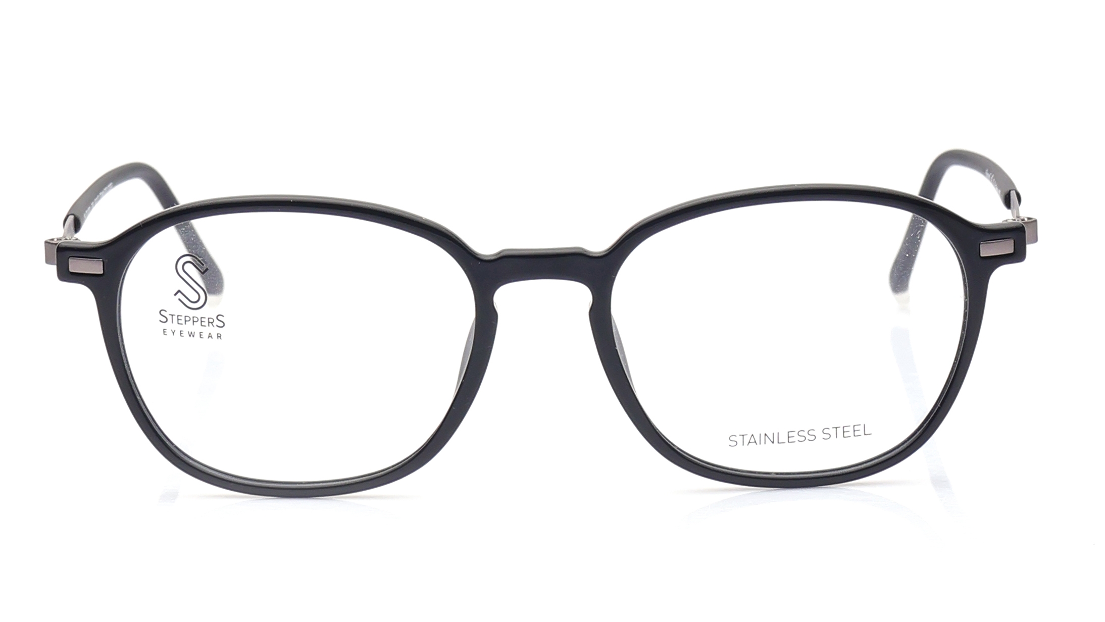 Image 1 of Black Oval Eyeglasses for Men from Stepper Available at Titan Eye+