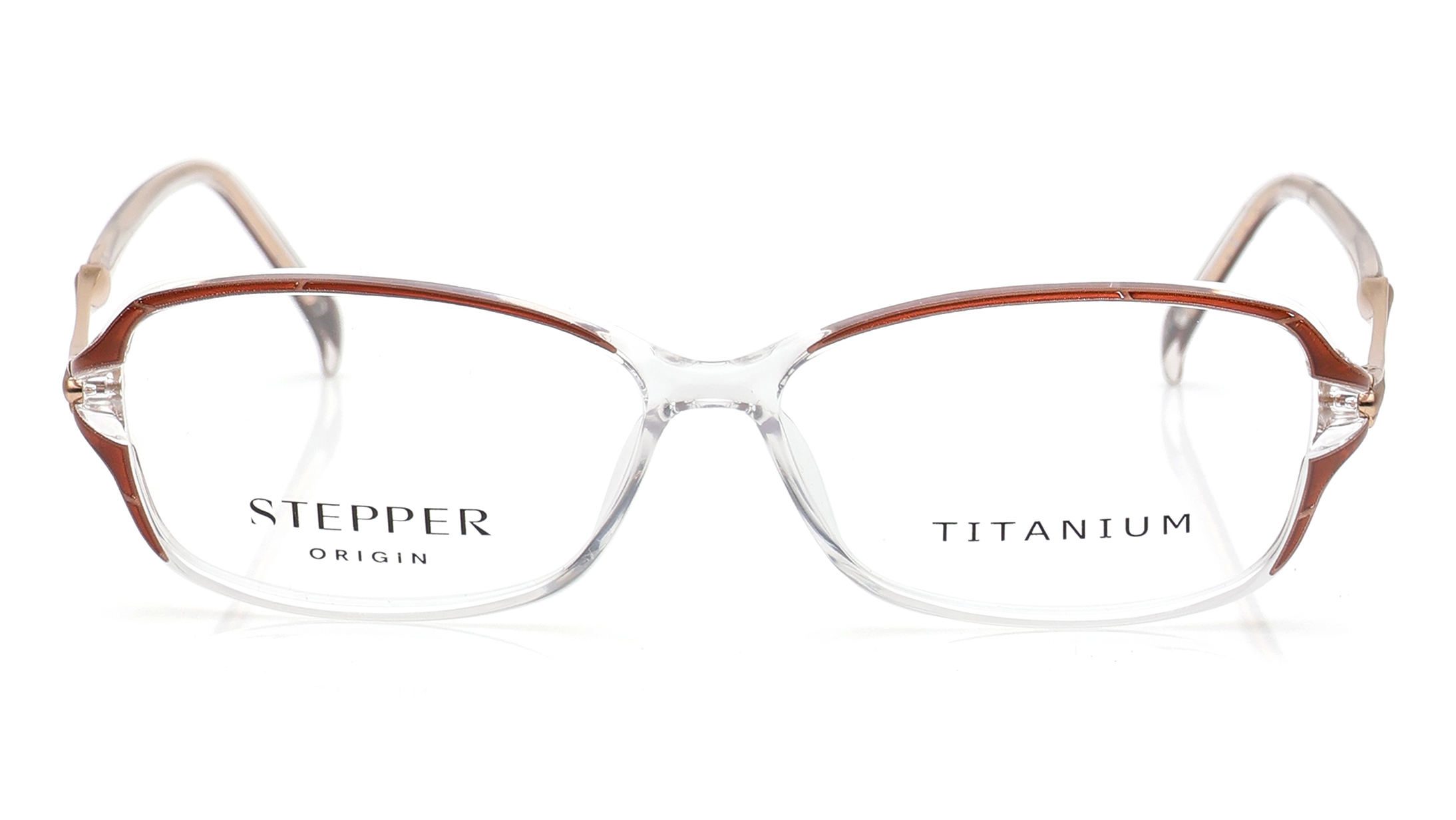 Image 1 of Brown Rectangle Eyeglasses for Women from Stepper Available at Titan Eye+