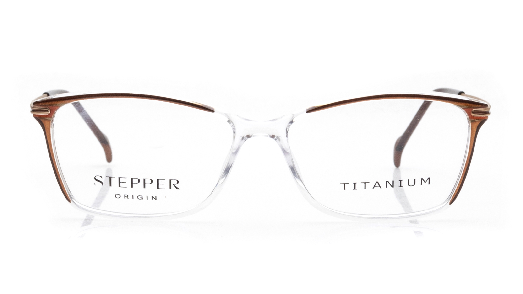 Image 1 of Gold Rectangle Eyeglasses for Women from Stepper Available at Titan Eye+