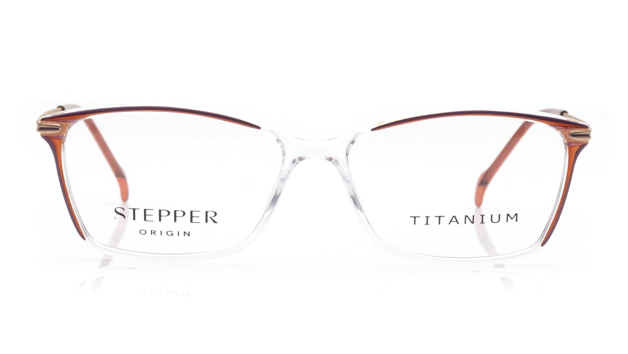 Image 1 of Gold Rectangle Eyeglasses for Women from Stepper Available at Titan Eye+
