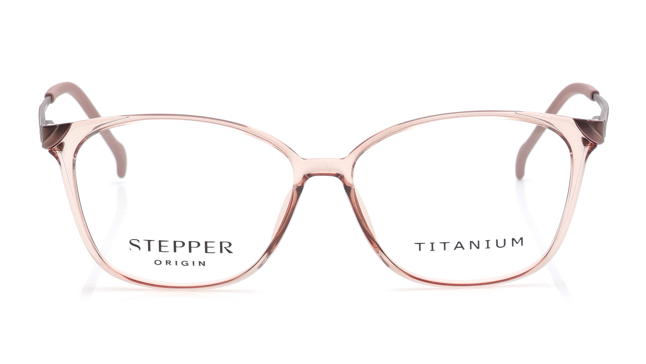 Image 1 of Rose Gold Rectangle Eyeglasses for Women from Stepper Available at Titan Eye+