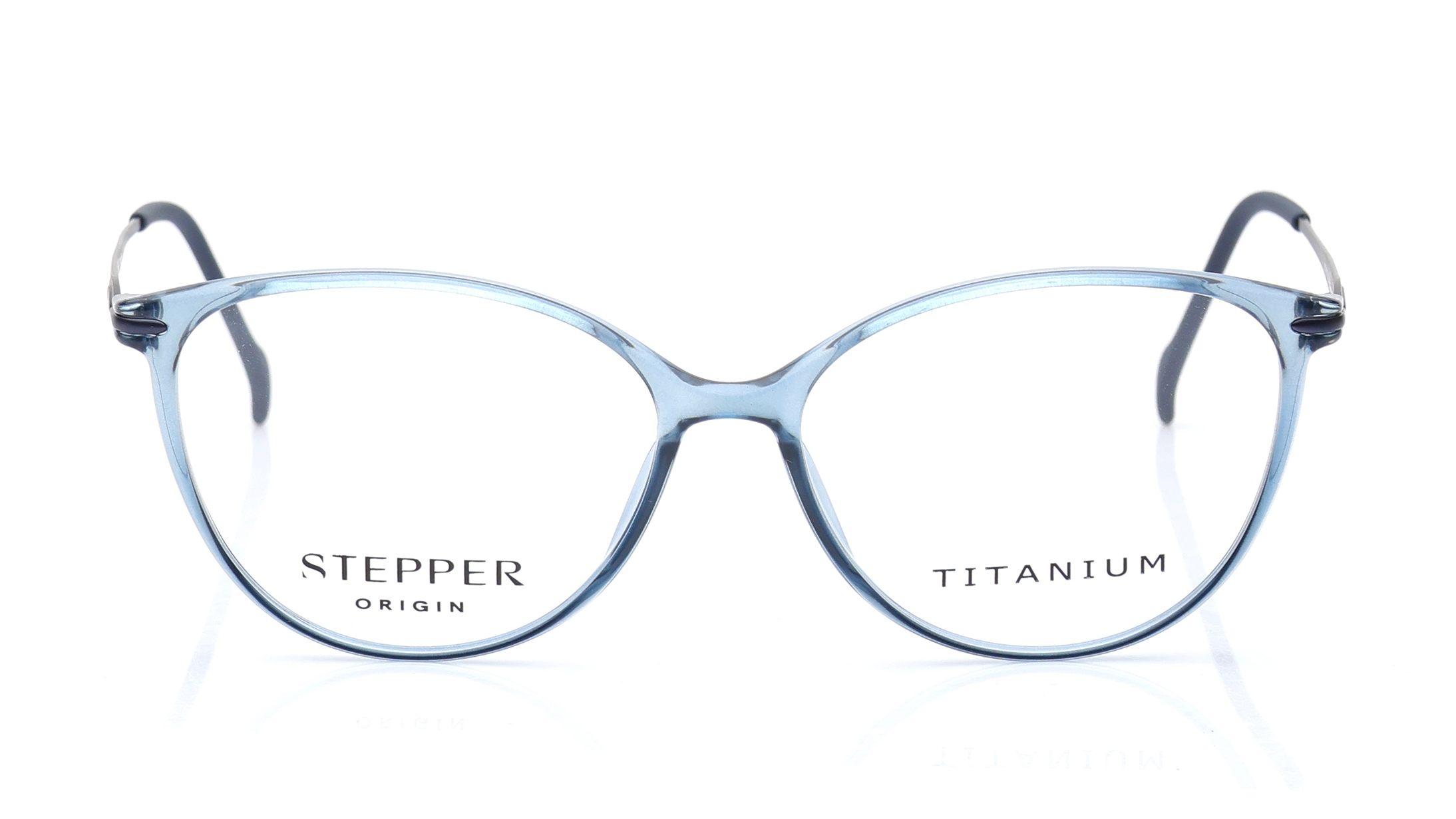 Image 1 of Blue Oval Eyeglasses for Women from Stepper Available at Titan Eye+
