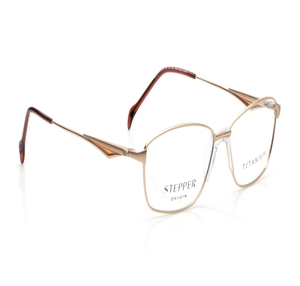 Image 2 of Gold Oval Eyeglasses for Women from Stepper Available at Titan Eye+