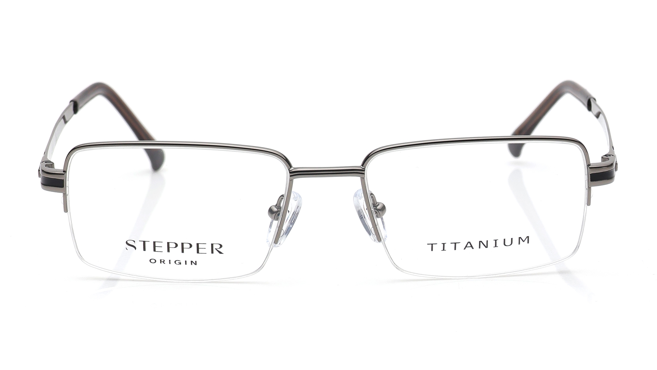 Image 1 of Silver Square Eyeglasses for Men from Stepper Available at Titan Eye+