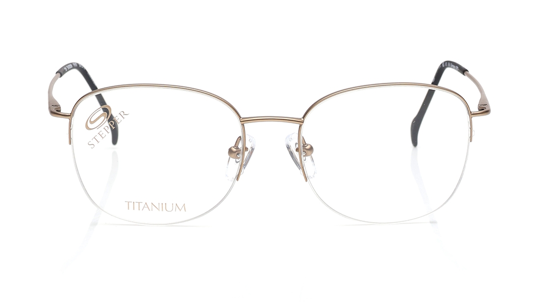 Image 1 of Gold Oval Eyeglasses for Women from Stepper Available at Titan Eye+