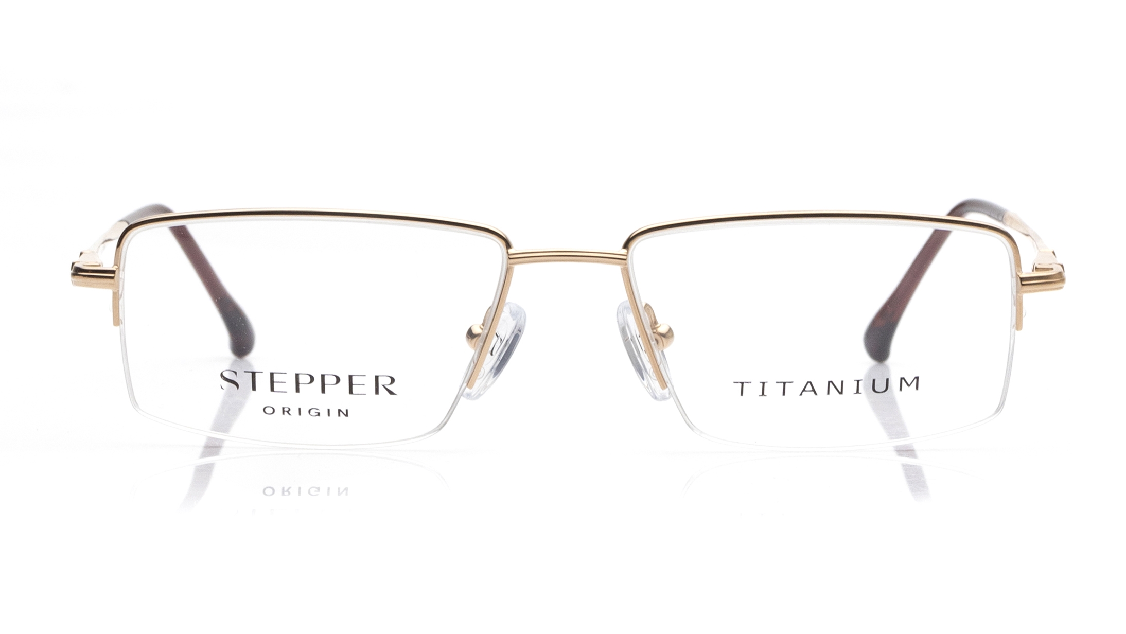 Image 1 of Gold Square Eyeglasses for Men from Stepper Available at Titan Eye+