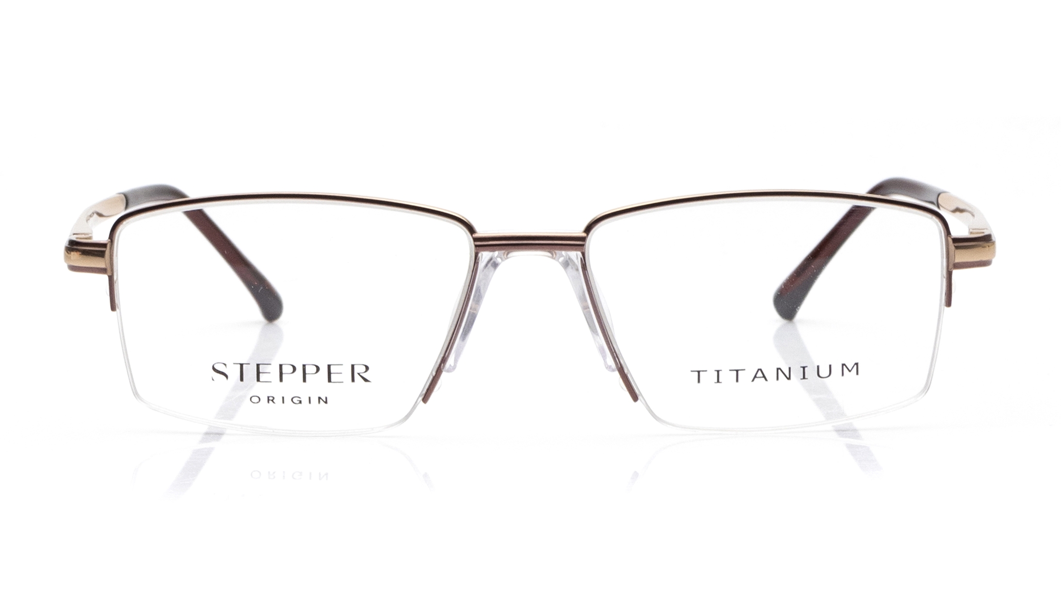 Image 1 of Brown Rectangle Eyeglasses for Men from Stepper Available at Titan Eye+
