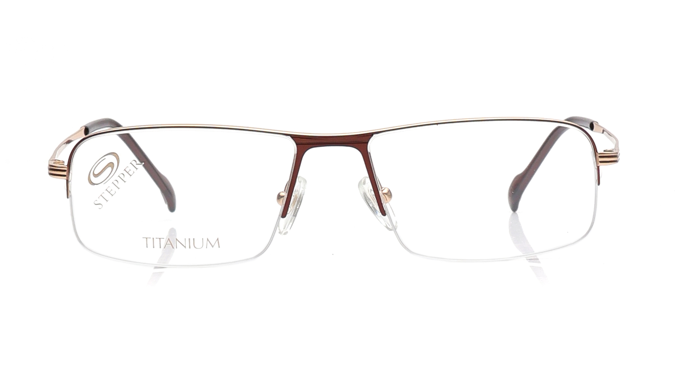 Image 1 of Brown Rectangle Eyeglasses for Men from Stepper Available at Titan Eye+