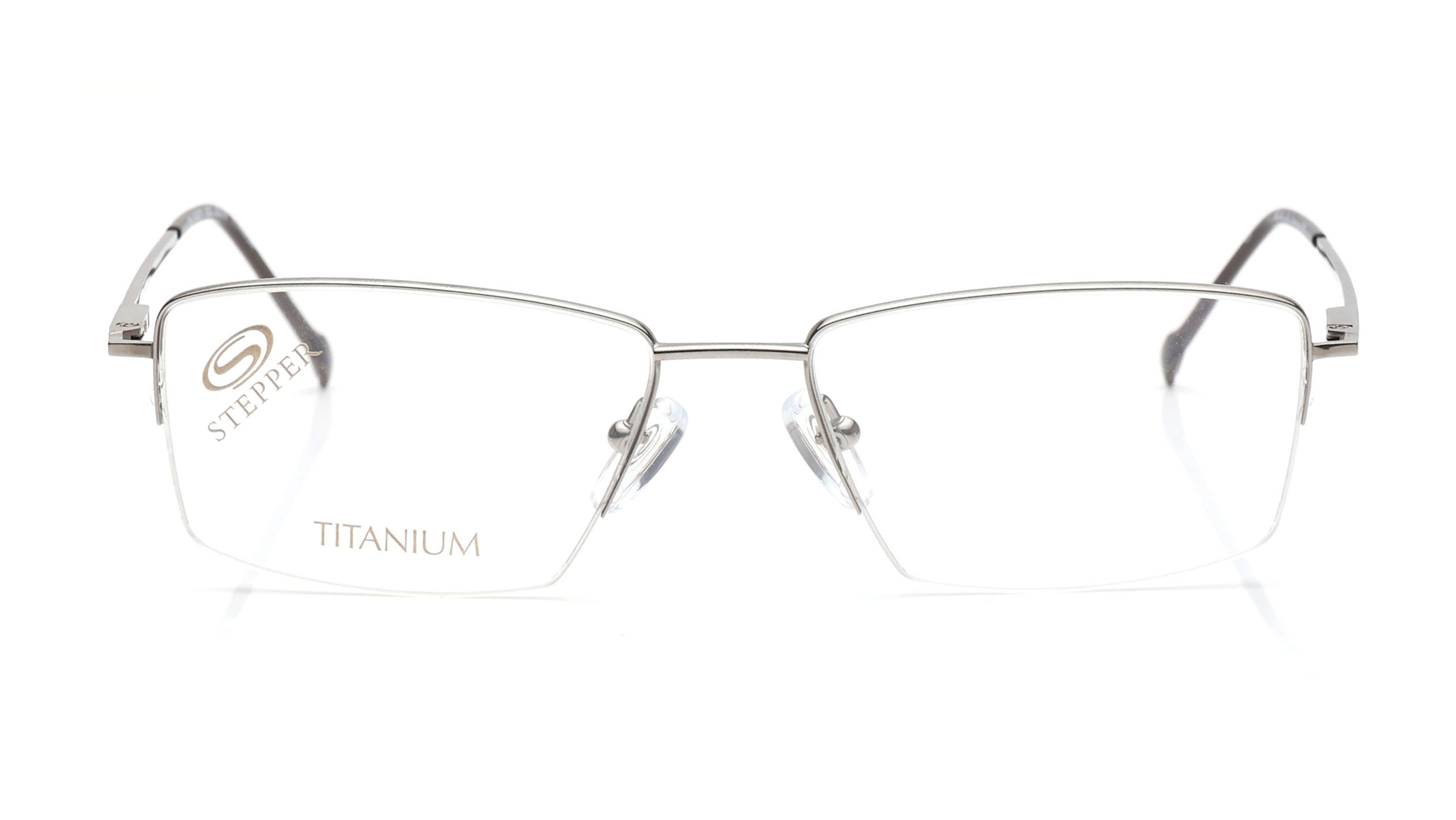 Image 1 of Silver Rectangle Eyeglasses for Men from Stepper Available at Titan Eye+