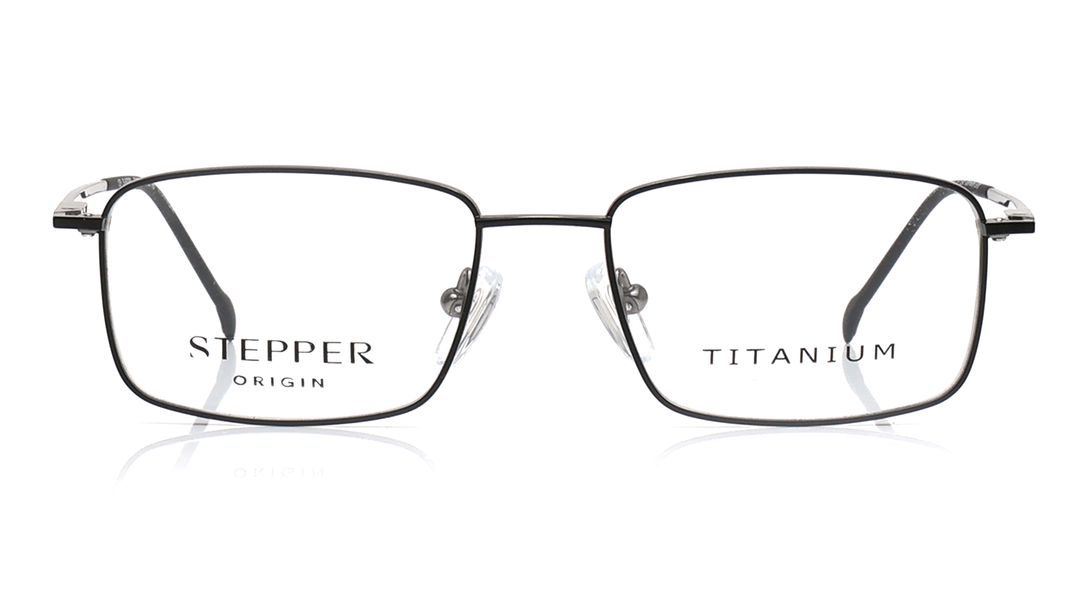 Image 1 of Black Square Eyeglasses for Men from Stepper Available at Titan Eye+