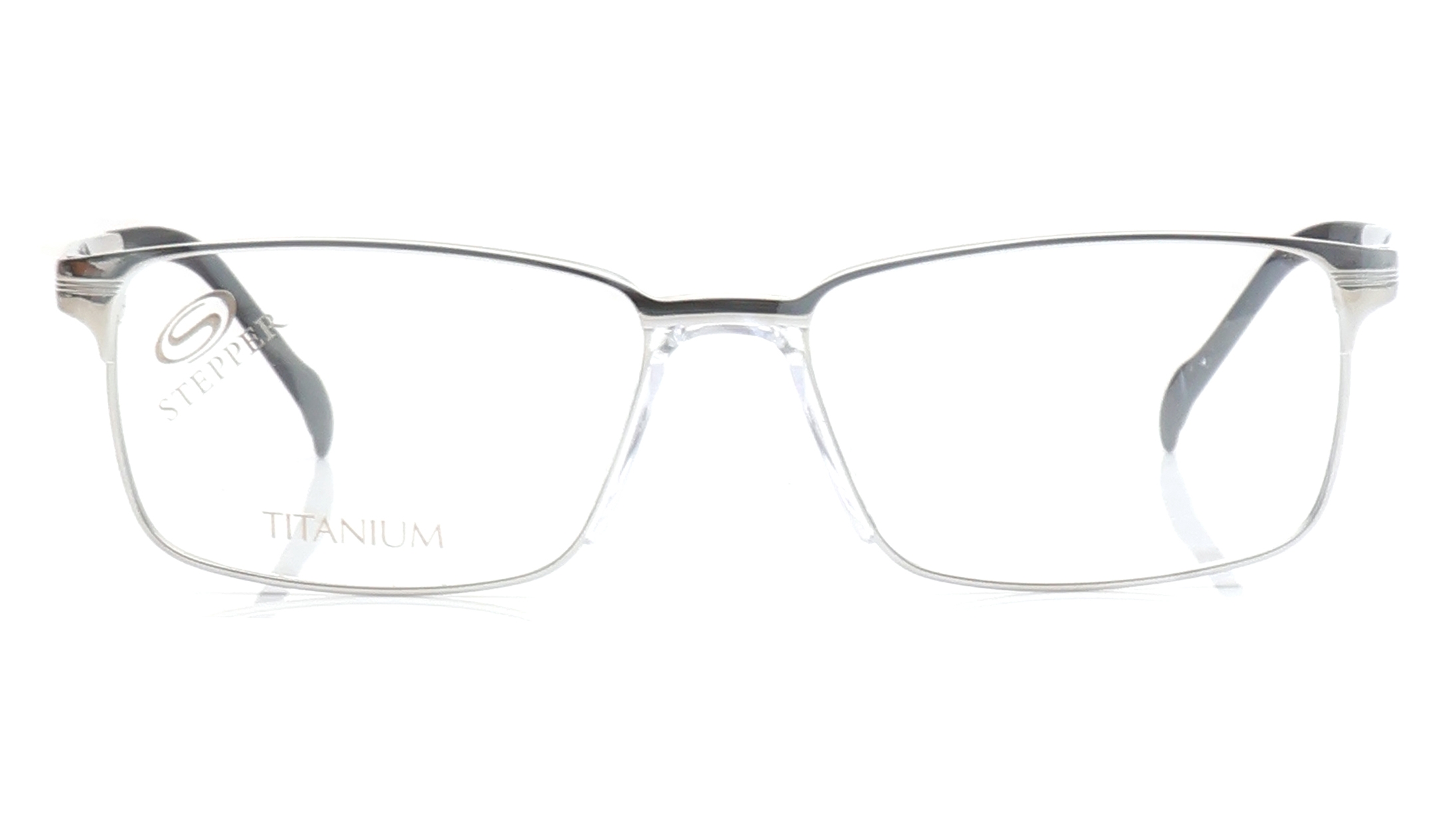 Image 1 of Silver Square Eyeglasses for Men from Stepper Available at Titan Eye+