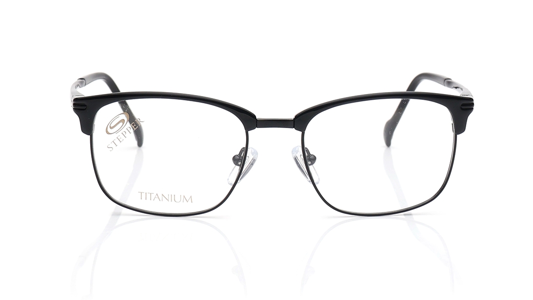 Image 1 of Black Clubmaster Eyeglasses for Men from Stepper Available at Titan Eye+