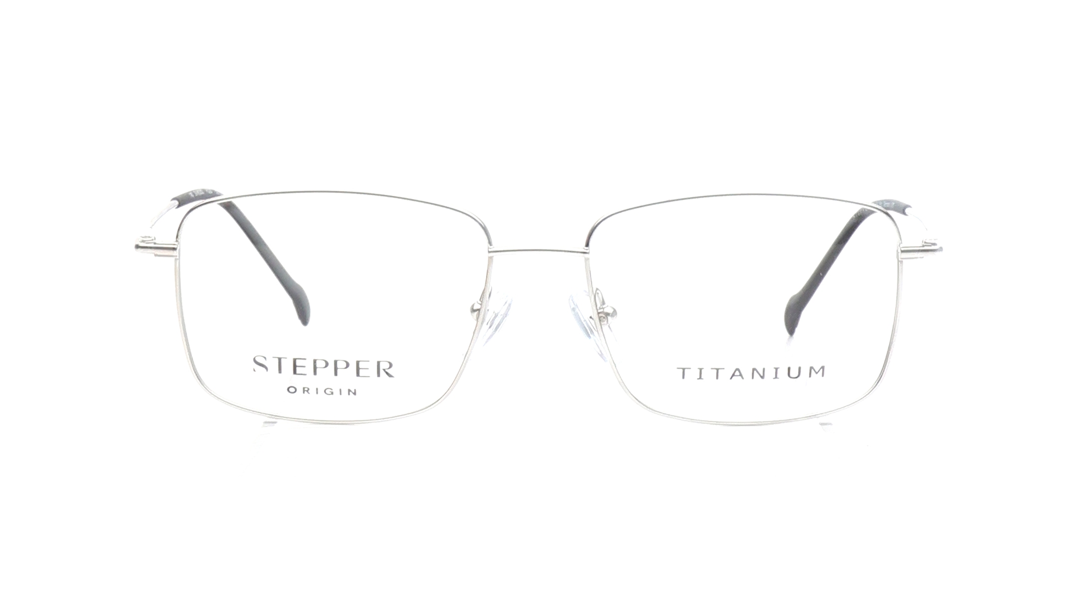 Image 1 of Silver Rectangle Eyeglasses for Men from Stepper Available at Titan Eye+