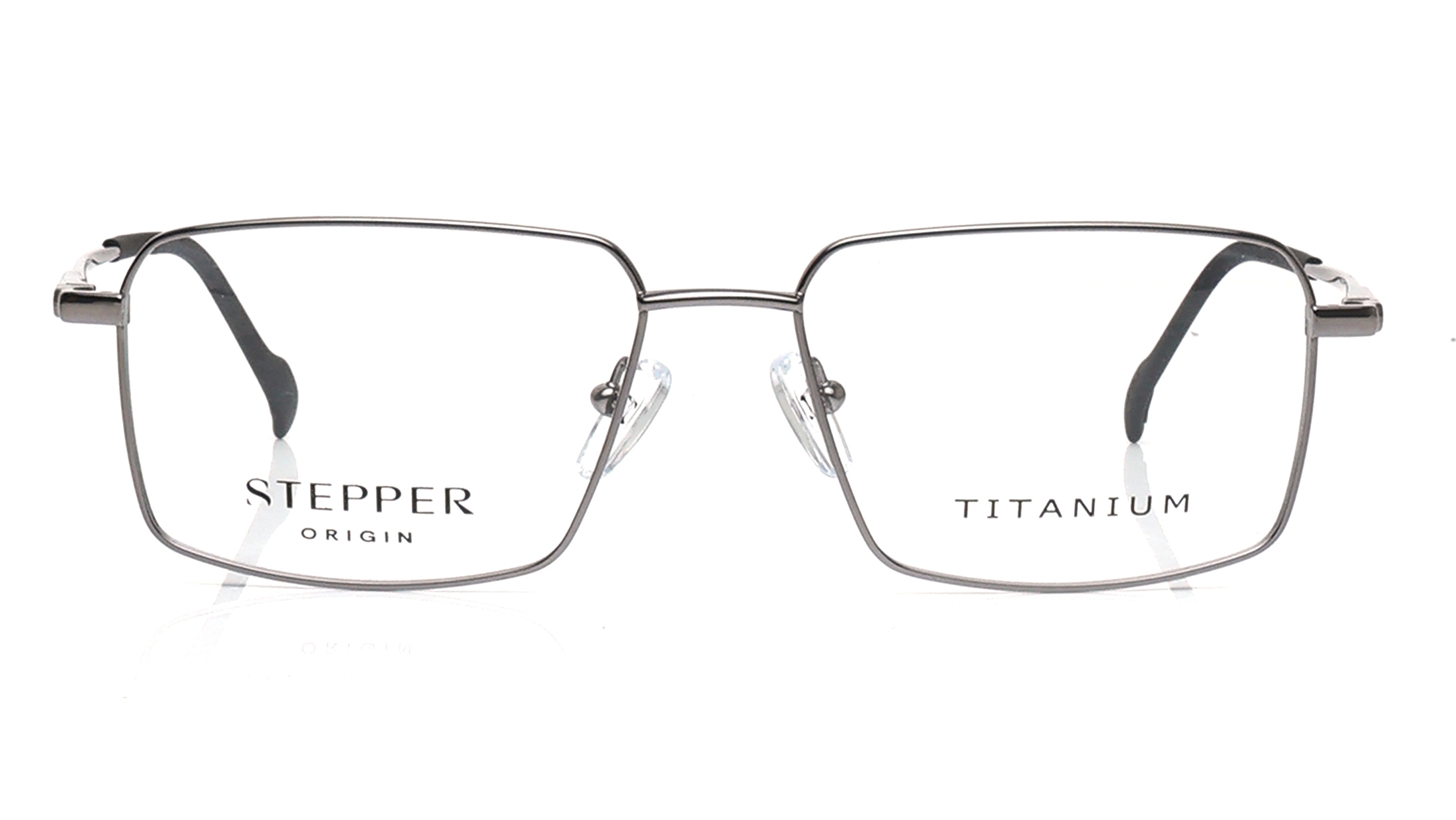 Image 1 of Silver Square Eyeglasses for Men from Stepper Available at Titan Eye+