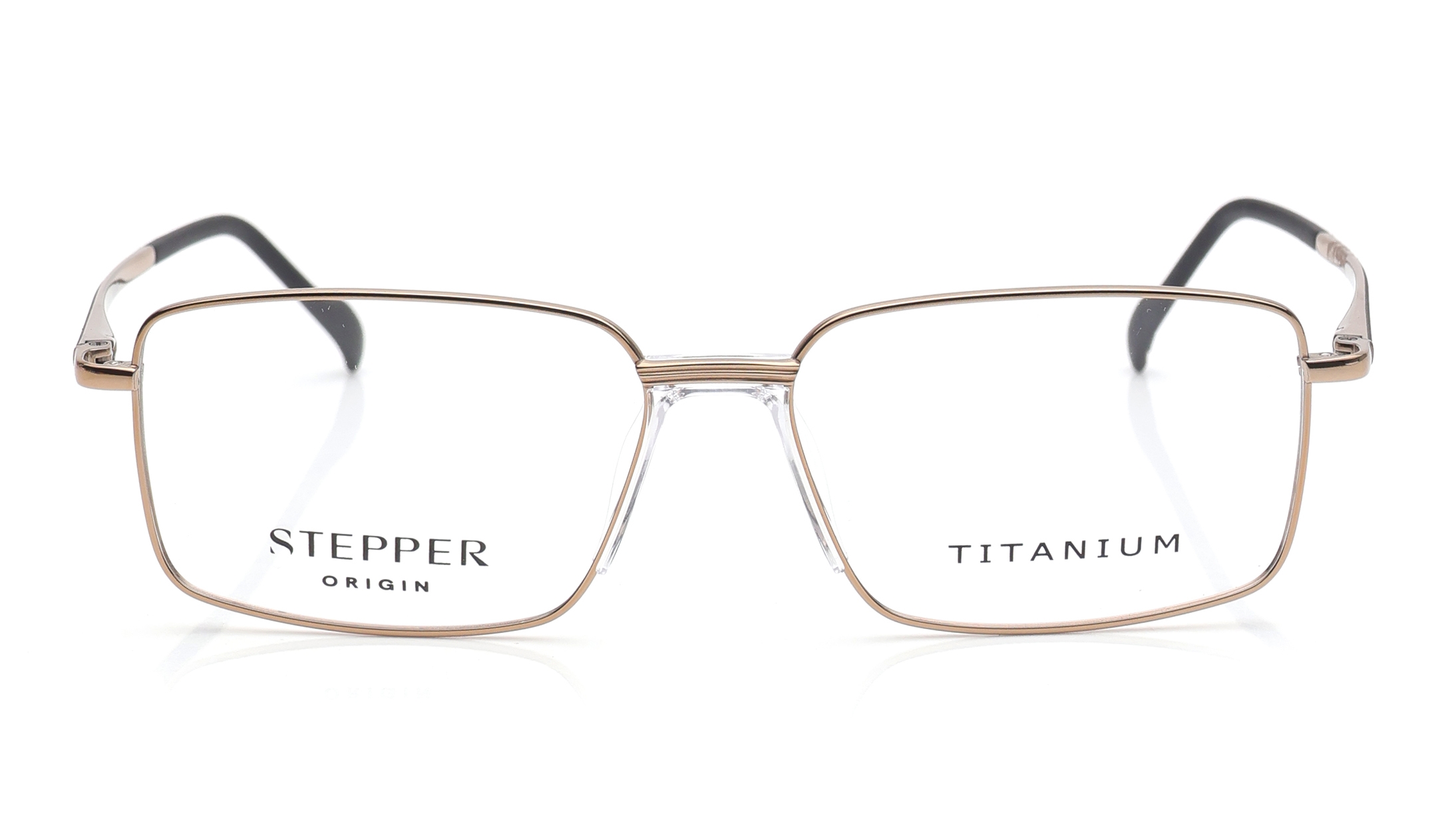 Image 1 of Gold Rectangle Eyeglasses for Men from Stepper Available at Titan Eye+