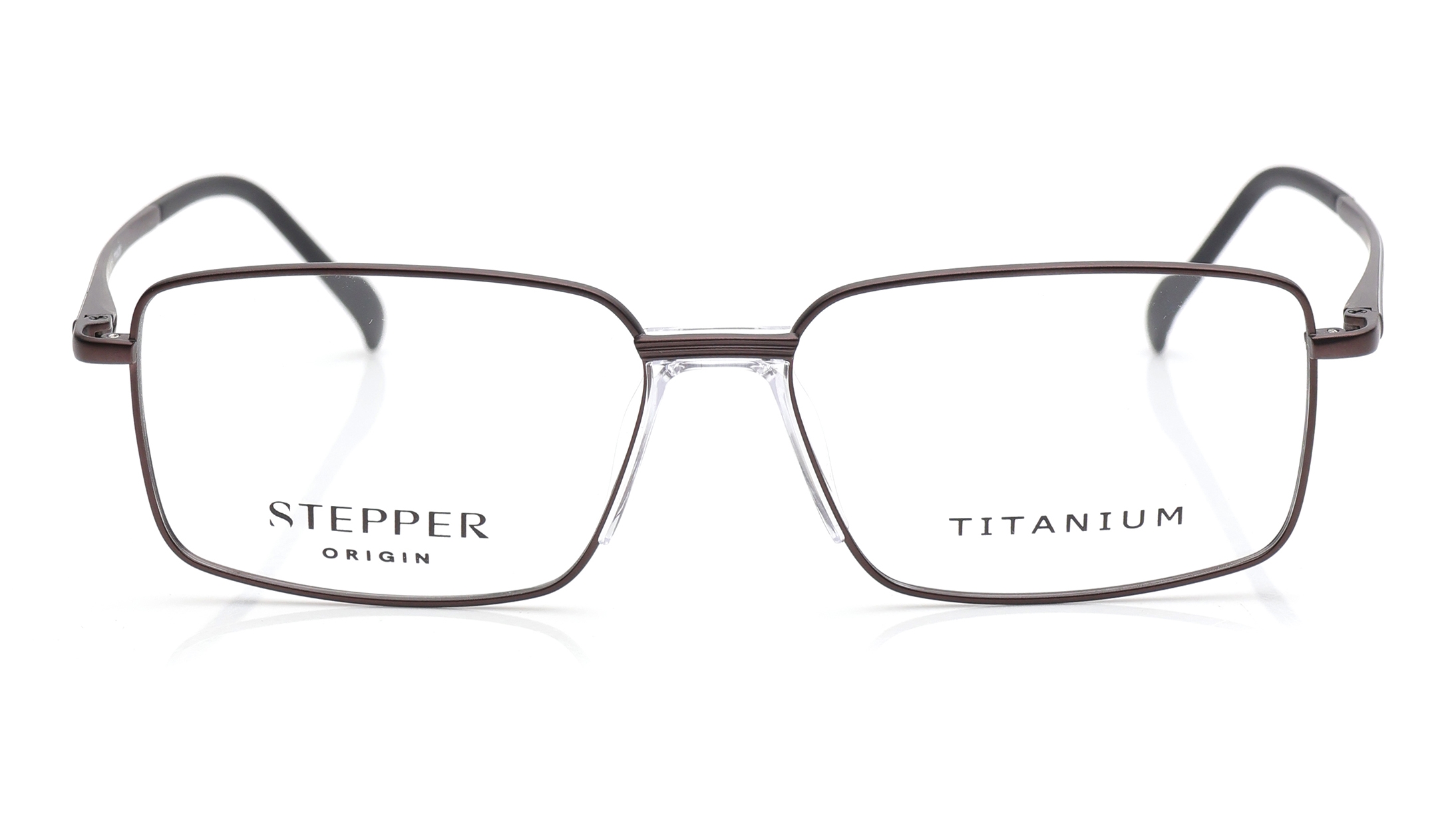 Image 1 of Brown Rectangle Eyeglasses for Men from Stepper Available at Titan Eye+