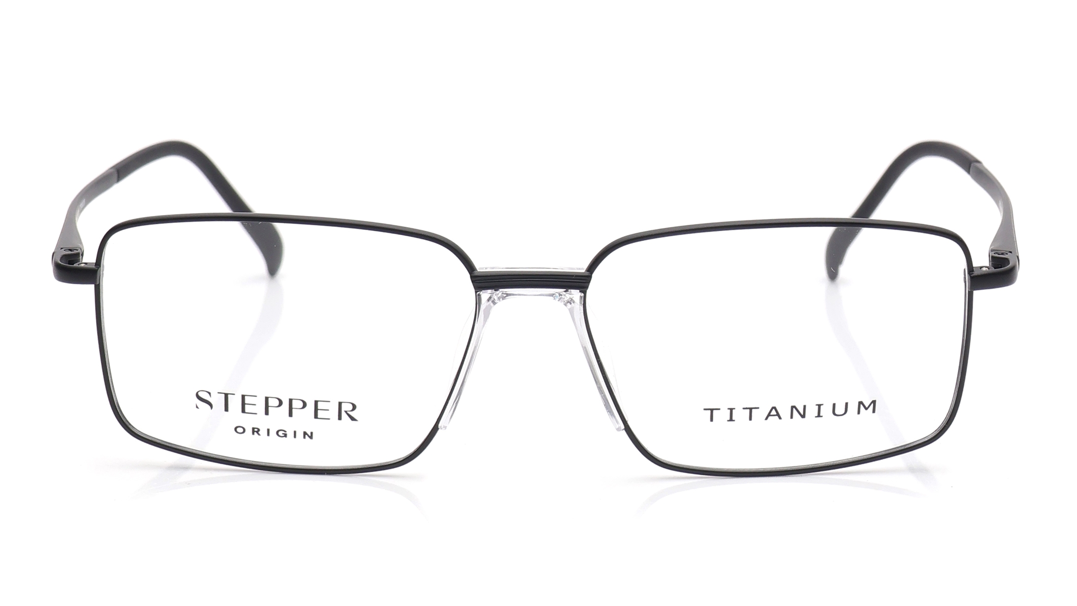 Image 1 of Black Rectangle Eyeglasses for Men from Stepper Available at Titan Eye+
