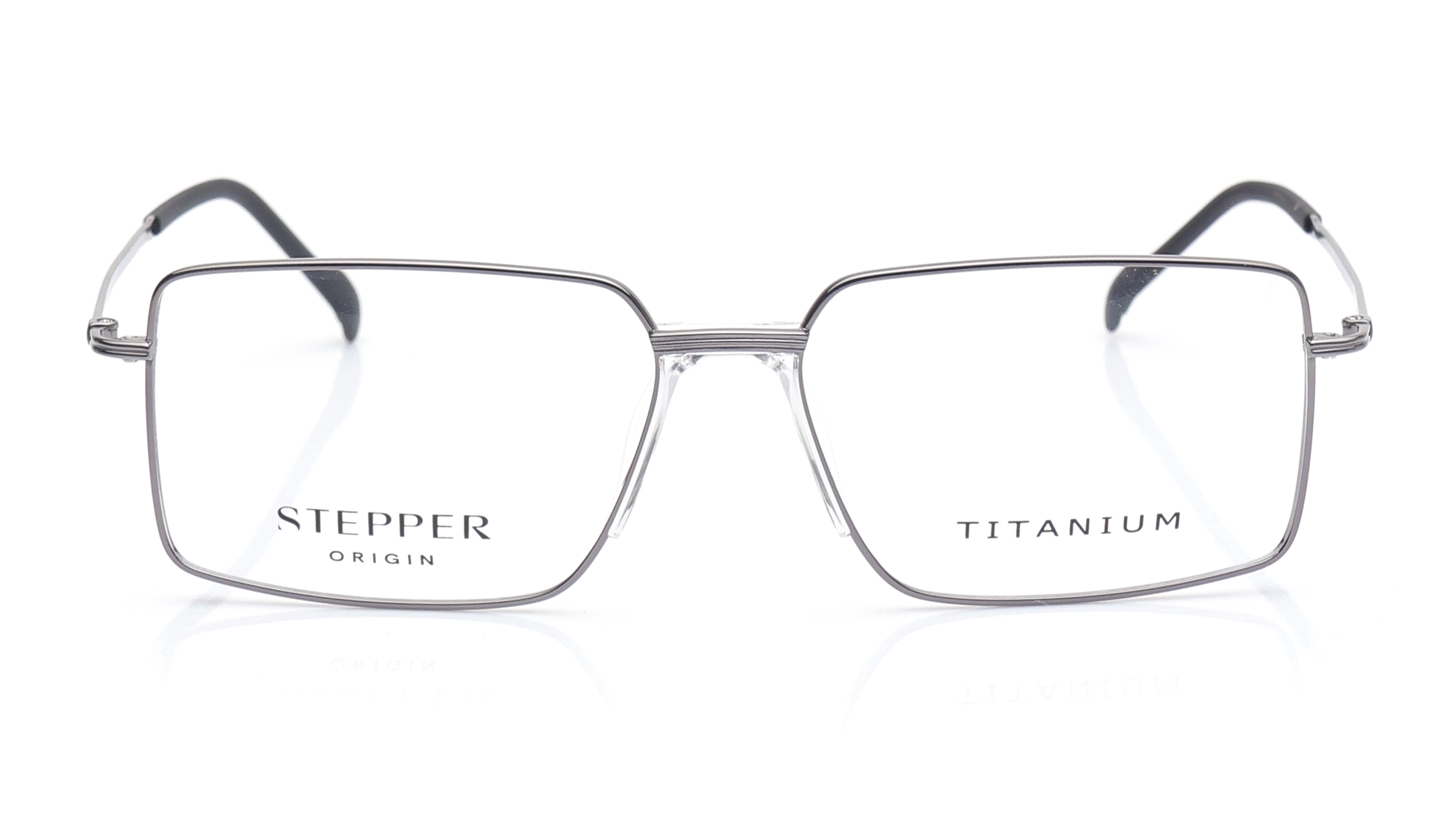 Image 1 of Gun Metal Square Eyeglasses for Men from Stepper Available at Titan Eye+