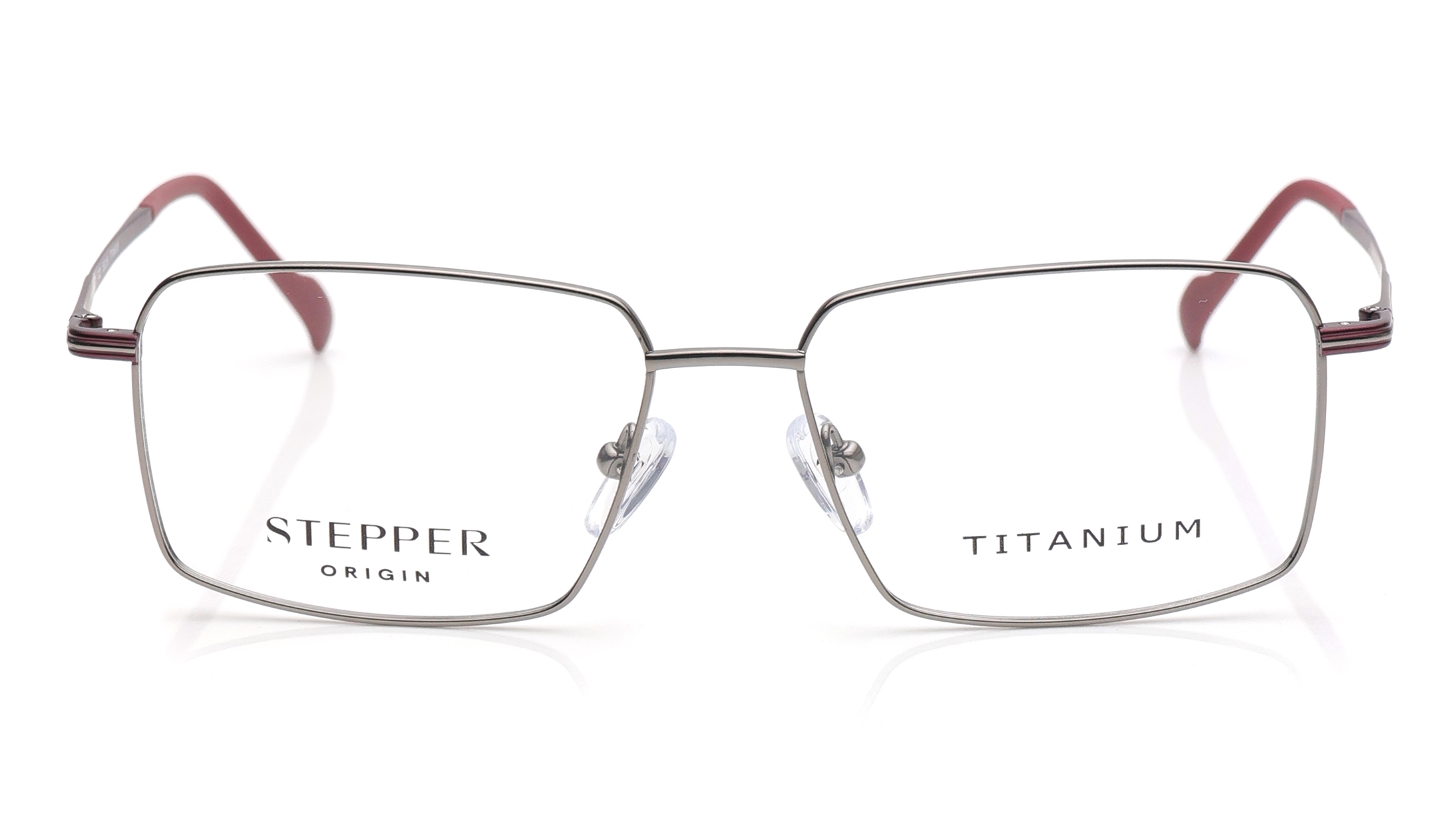 Image 1 of Silver Rectangle Eyeglasses for Men from Stepper Available at Titan Eye+