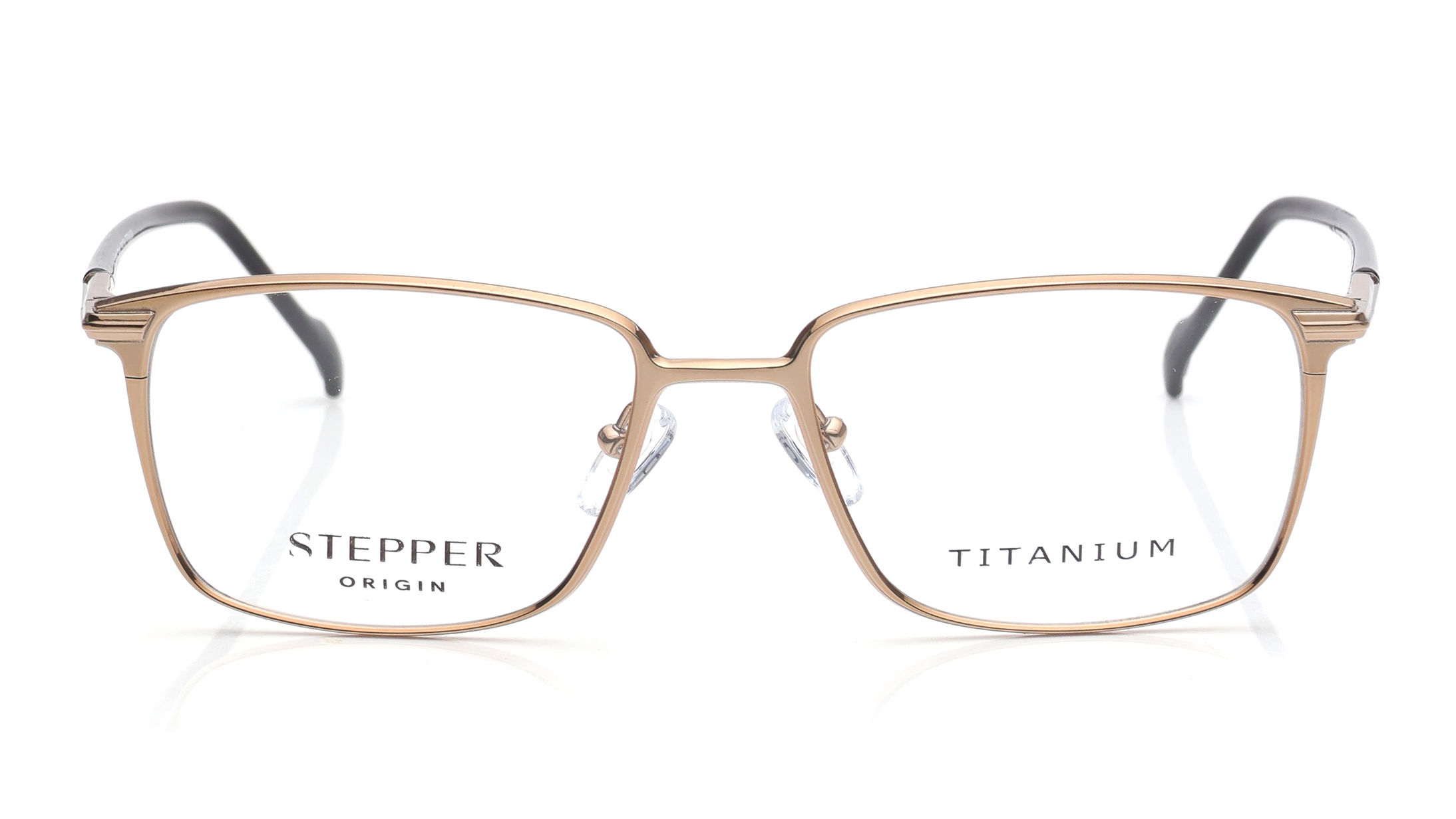 Image 1 of Gold Rectangle Eyeglasses for Men from Stepper Available at Titan Eye+