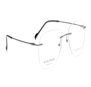 Image 2 of Grey oval Eyeglasses for Men from Stepper Available at Titan Eye+