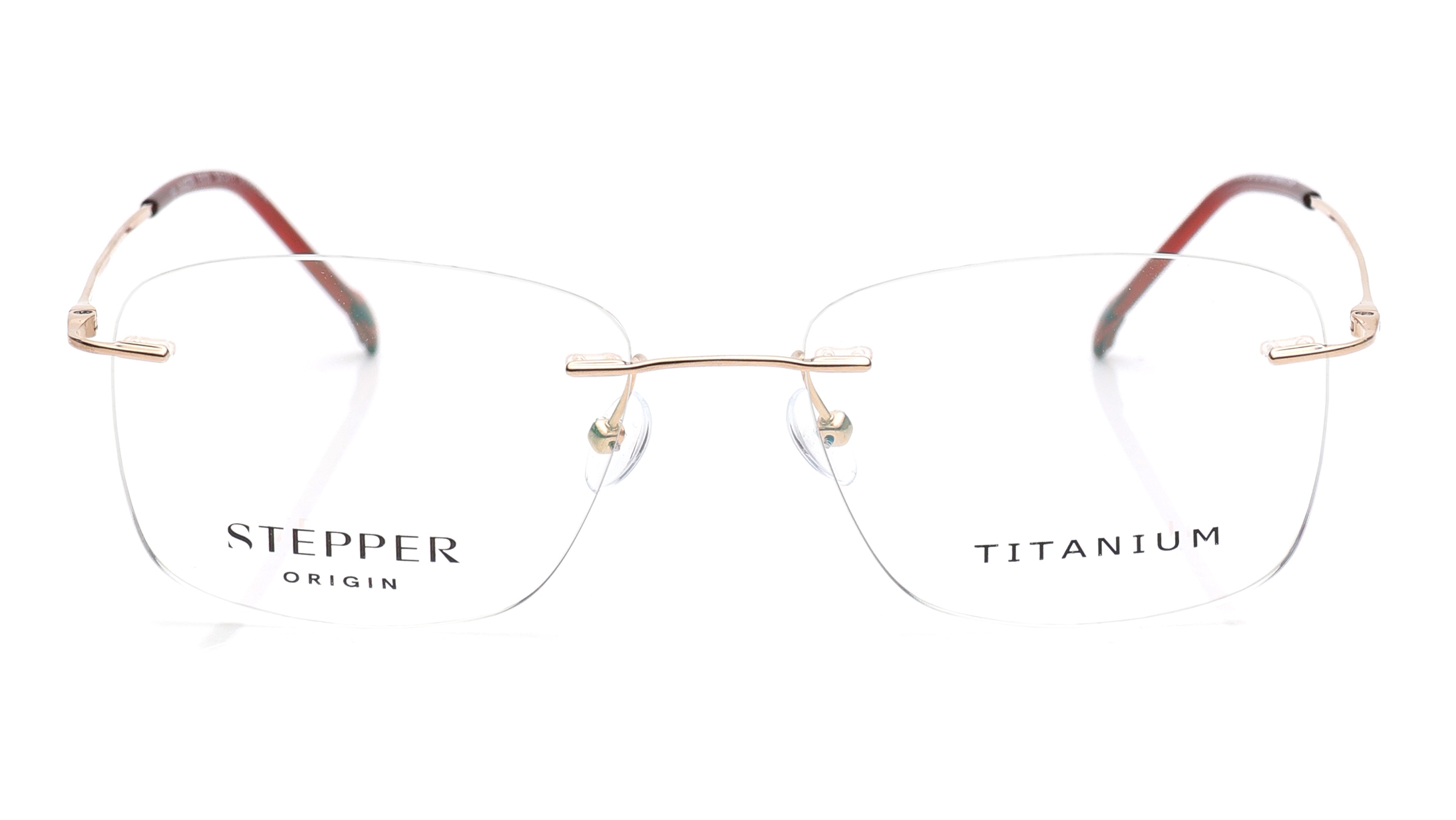 Image 1 of Gold Rectangle Eyeglasses for Men from Stepper Available at Titan Eye+