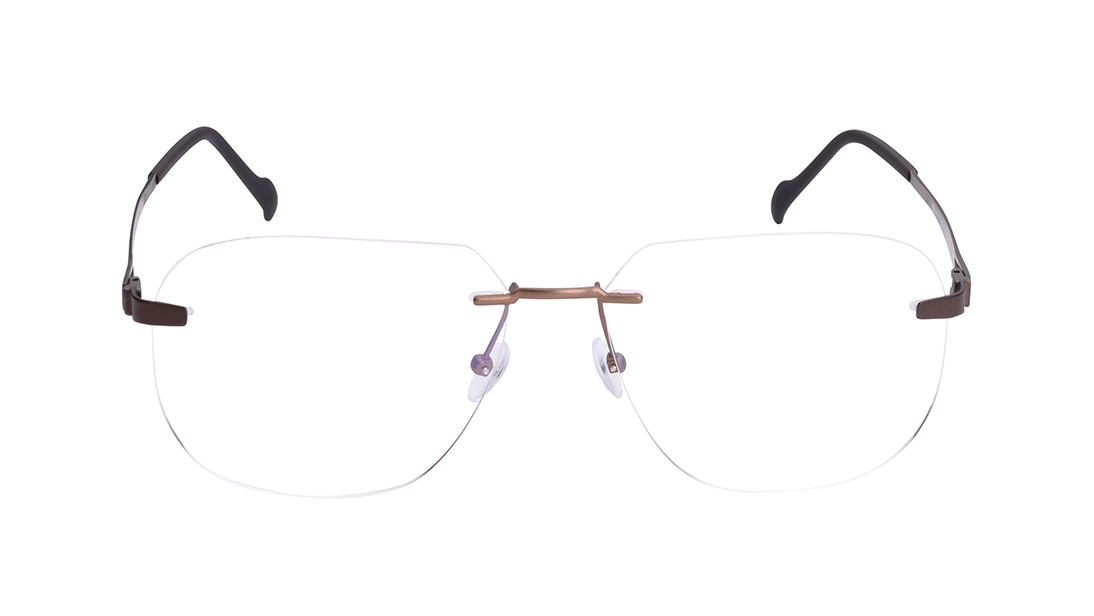 Image 1 of Grey Aviator Eyeglasses for Men from Stepper Available at Titan Eye+