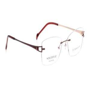 Image 2 of Burgundy Rectangle Eyeglasses for Women from Stepper Available at Titan Eye+
