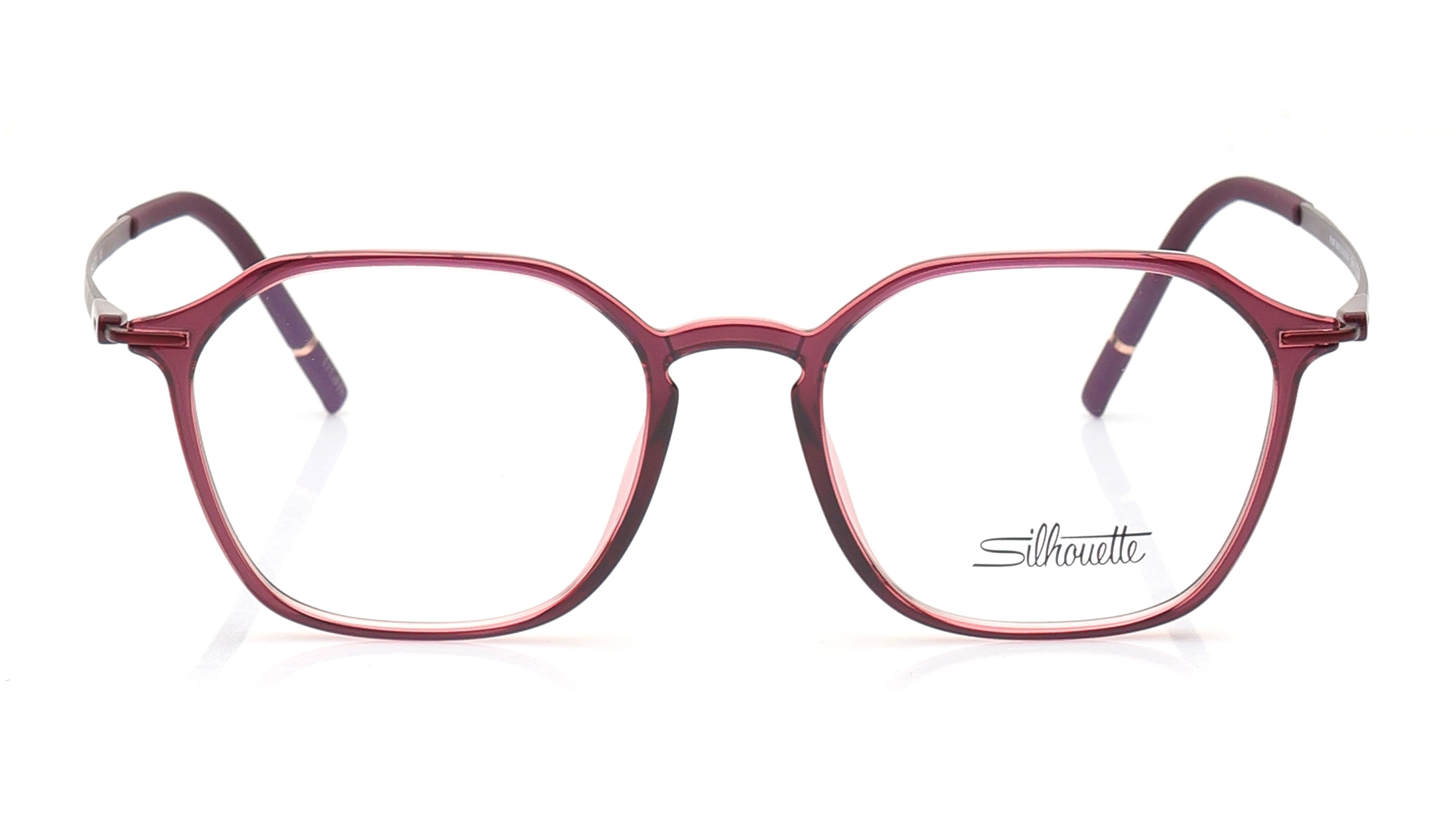 Image 1 of Brugundy Hexagon Eyeglasses for Unisex from Silhouette Available at Titan Eye+