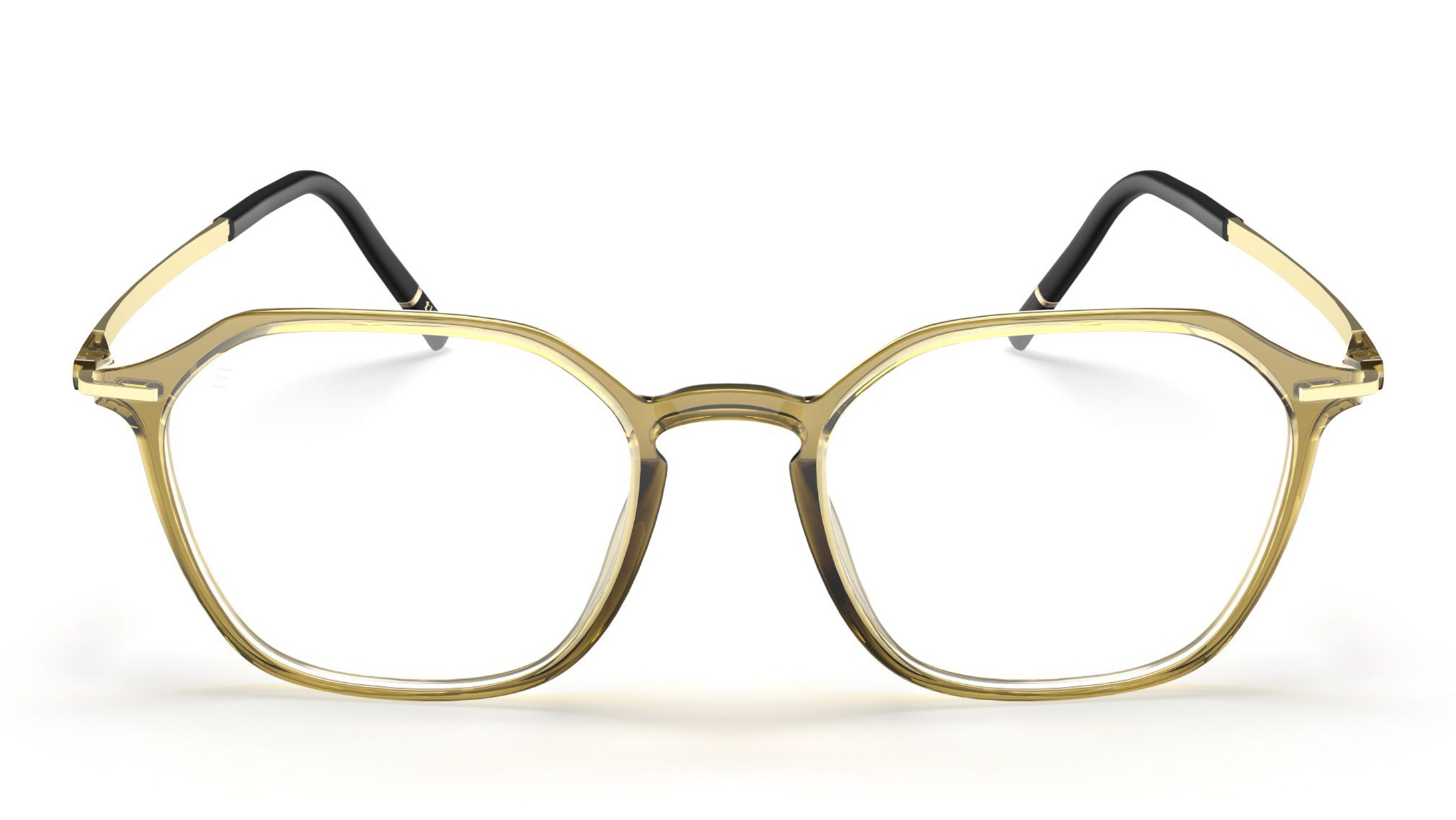 Image 1 of Olive Hexagon Eyeglasses for Men and Women from Silhouette Available at Titan Eye+