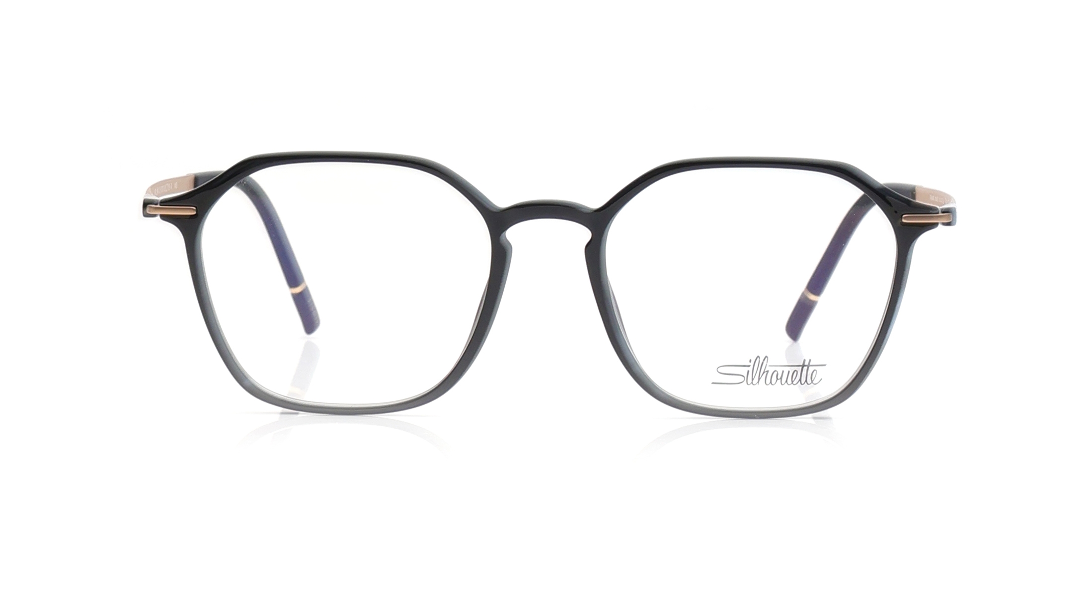Image 1 of Black Hexagon Eyeglasses for Men and Women from Silhouette Available at Titan Eye+