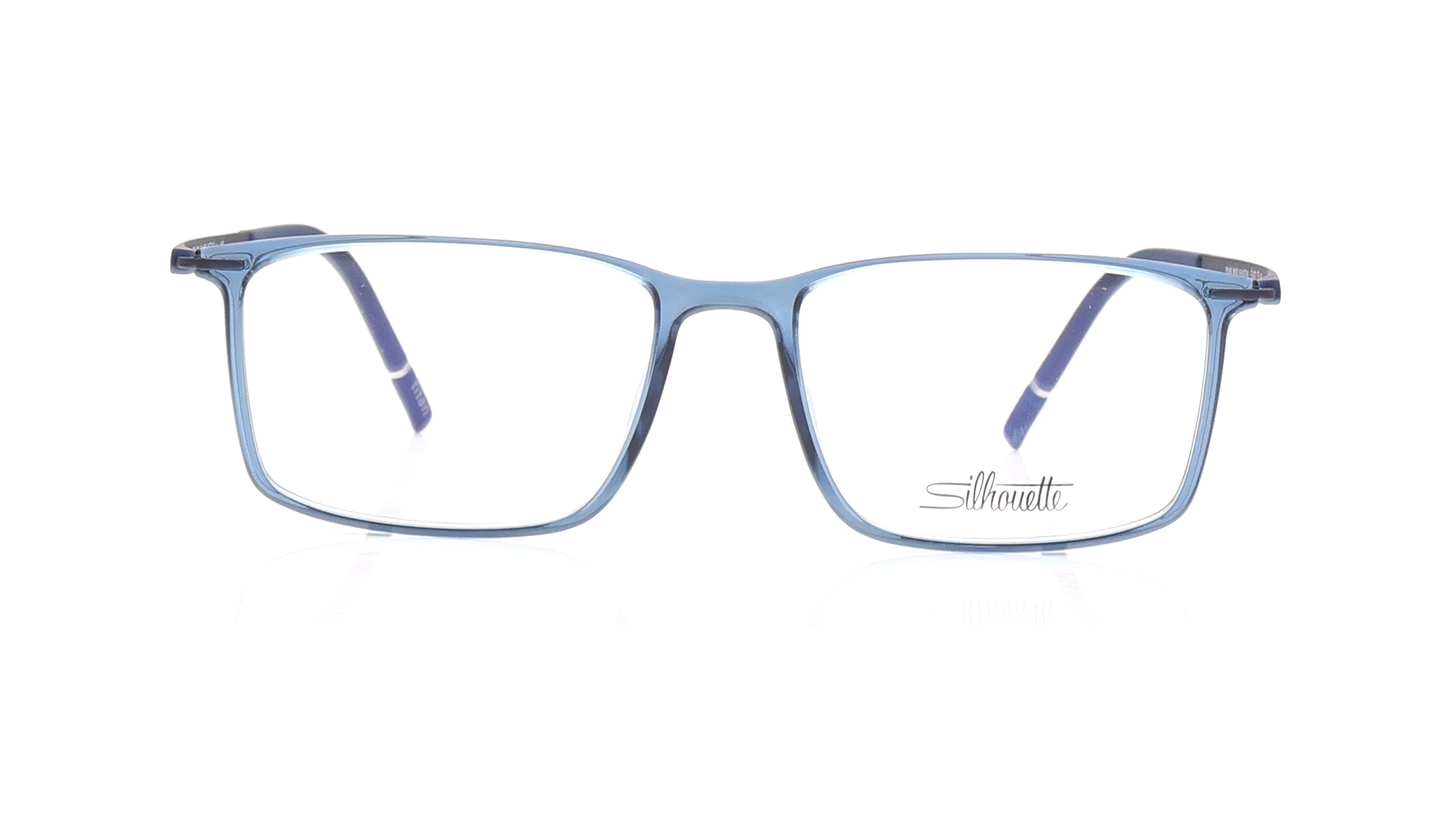 Image 1 of Blue Rectangle Eyeglasses for Men and Women from Silhouette Available at Titan Eye+