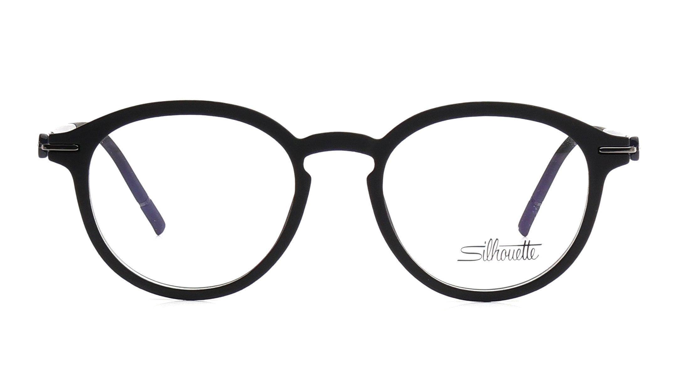 Image 1 of Black Round Eyeglasses for Men and Women from Silhouette Available at Titan Eye+