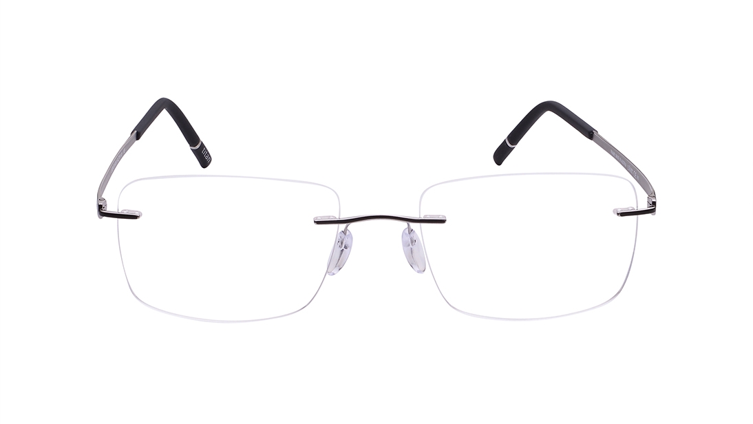 Image 1 of Silver Square Eyeglasses for Men from Silhouette Available at Titan Eye+
