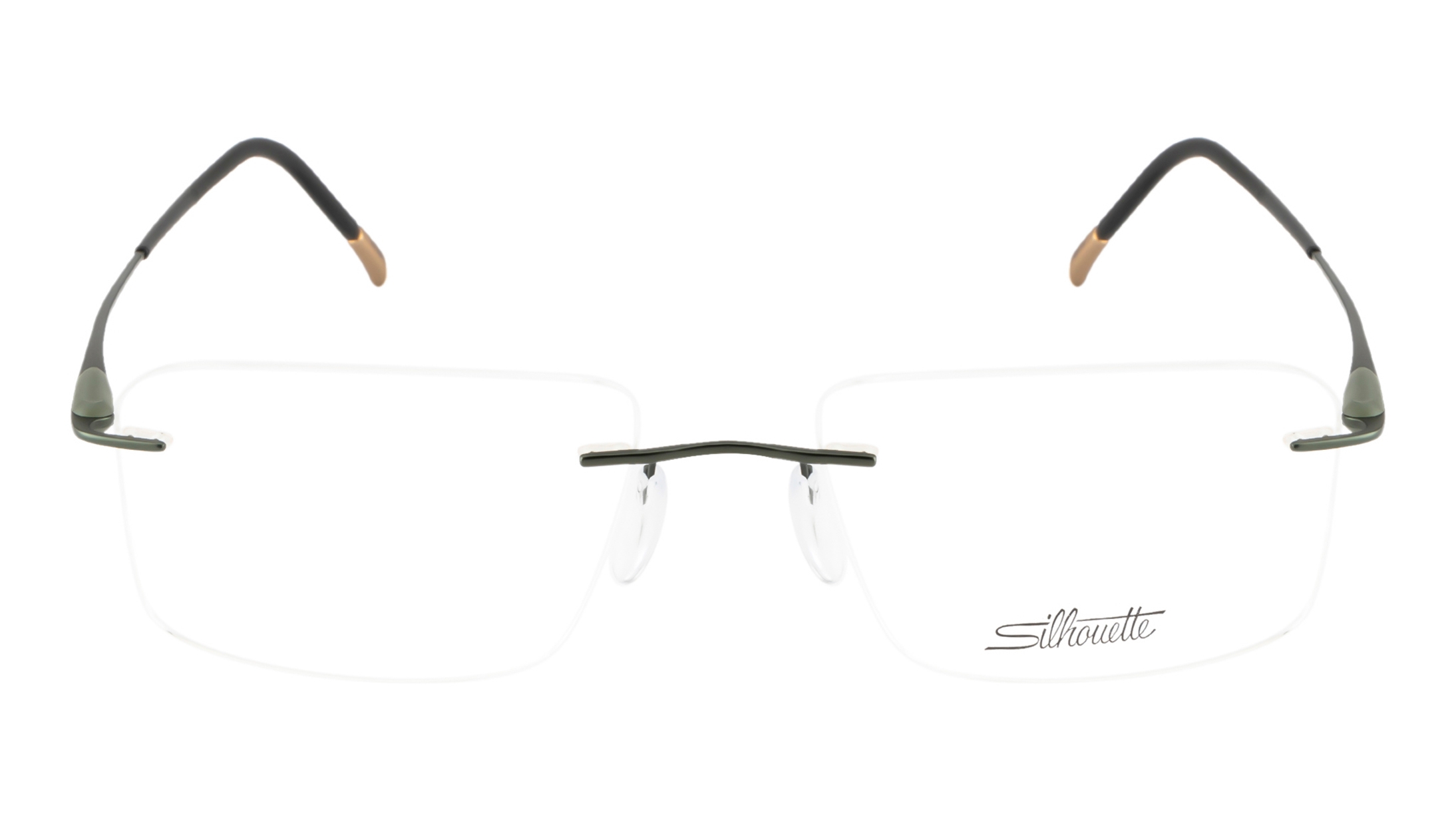 Image 1 of Green Rectangle Eyeglasses for Women from Silhouette Available at Titan Eye+