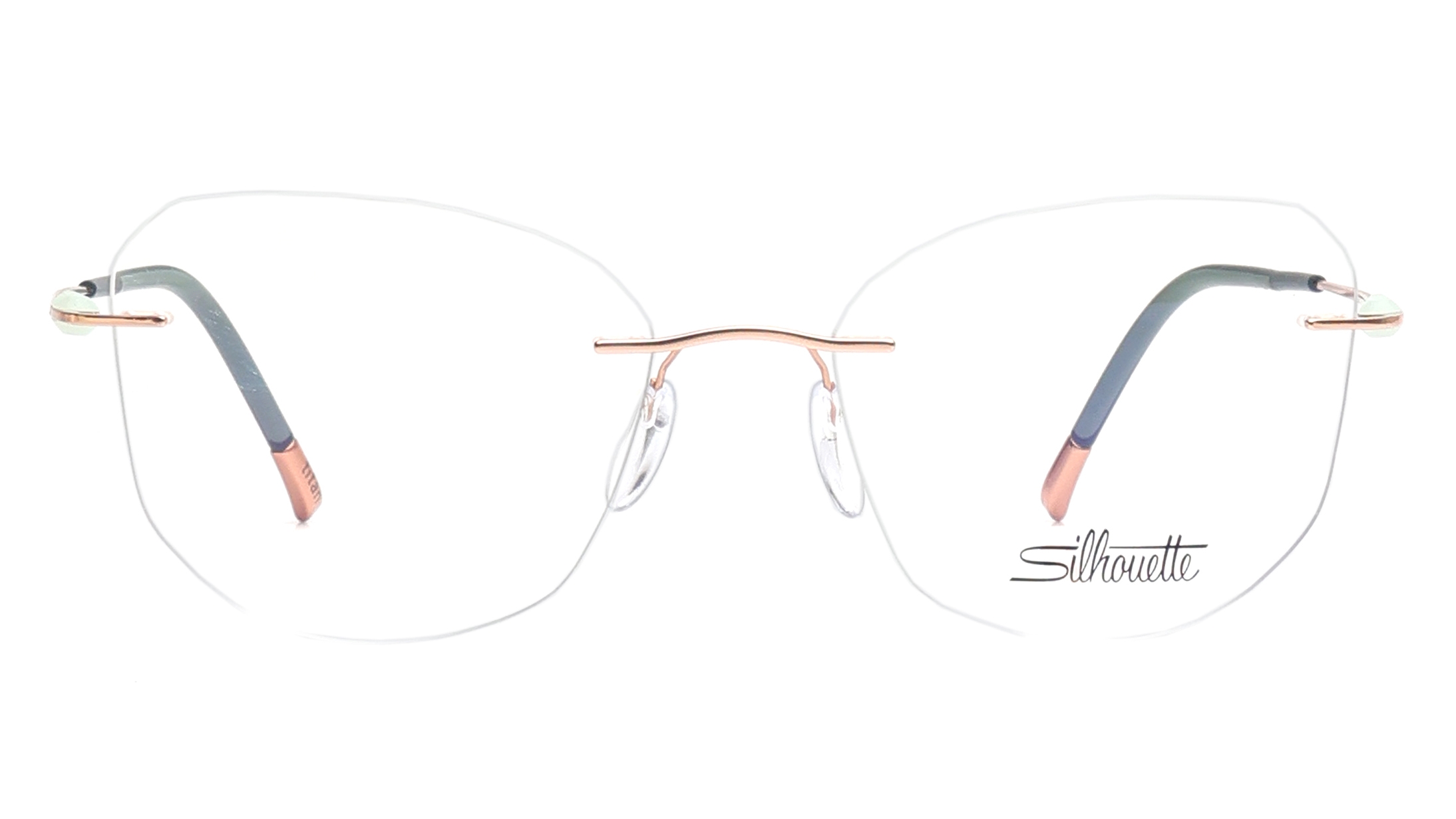 Image 1 of Rose Gold Geometric Eyeglasses for Men from Silhouette Available at Titan Eye+