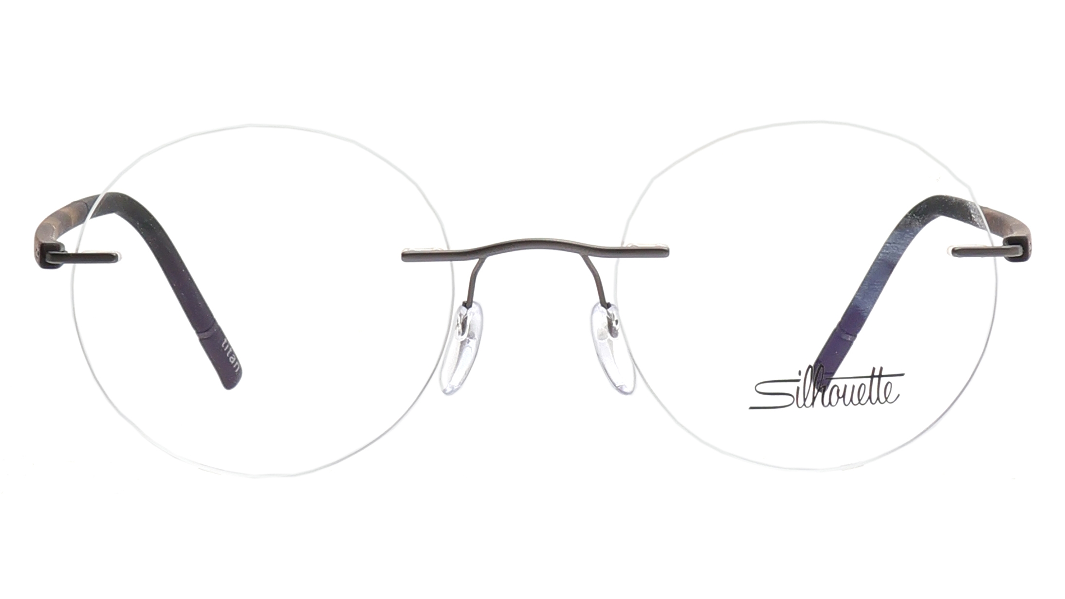 Image 1 of Grey Round Eyeglasses for Men and Women from Silhouette Available at Titan Eye+