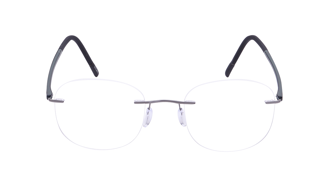Image 1 of Gun Metal Rectangle Eyeglasses for Men and Women from Silhouette Available at Titan Eye+