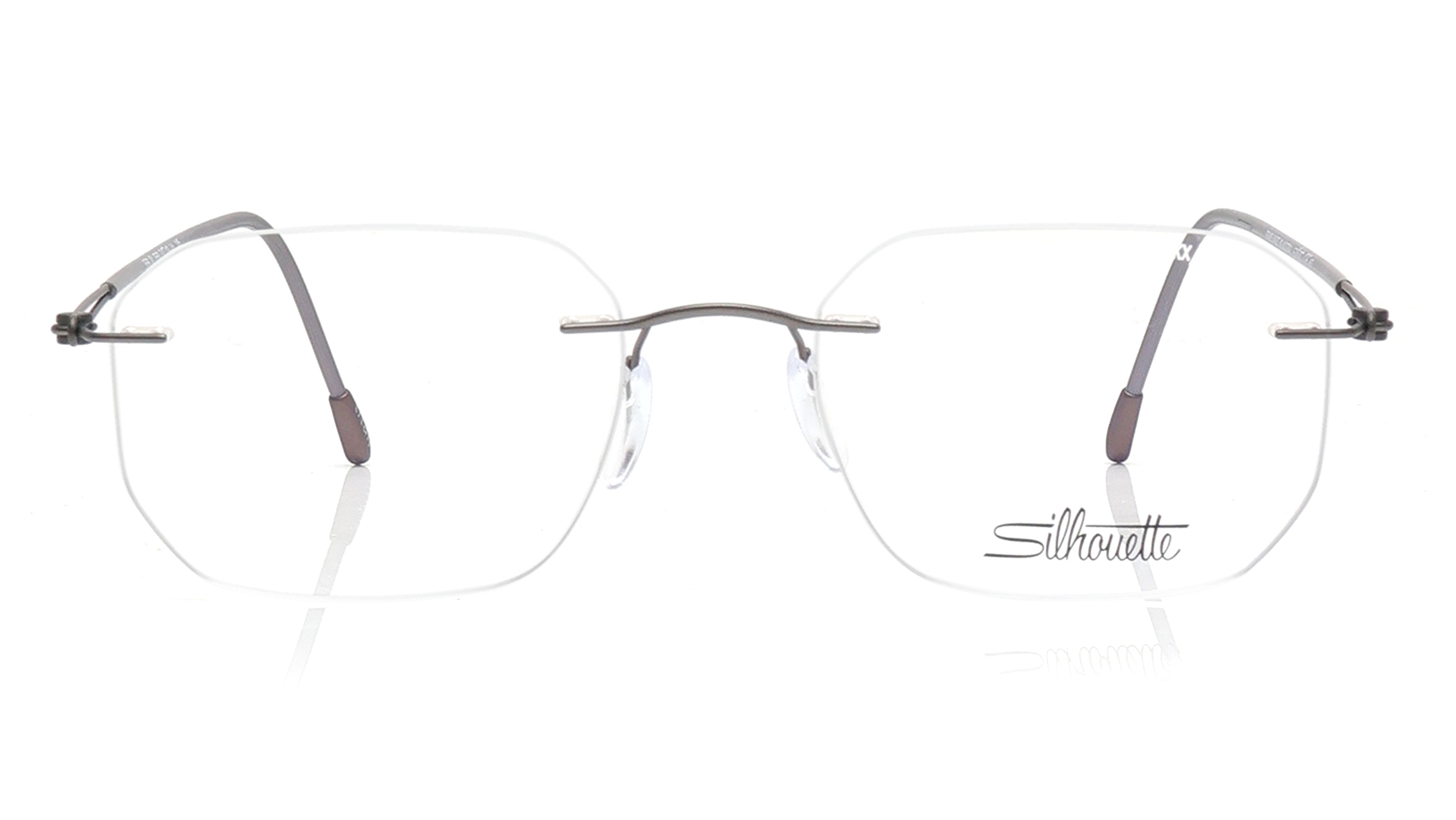 Image 1 of Gunmetal Rectangle Eyeglasses for Men from Silhouette Available at Titan Eye+