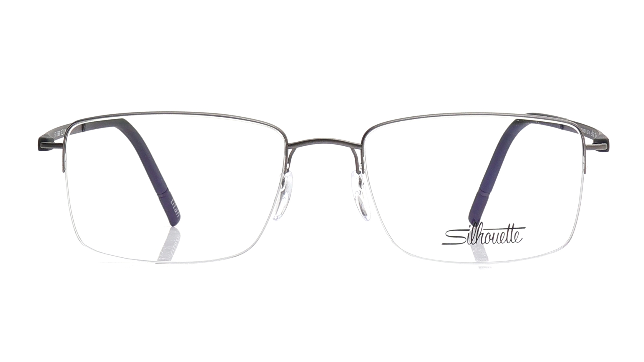 Image 1 of Silver Rectangle Eyeglasses for Men and Women from Silhouette Available at Titan Eye+