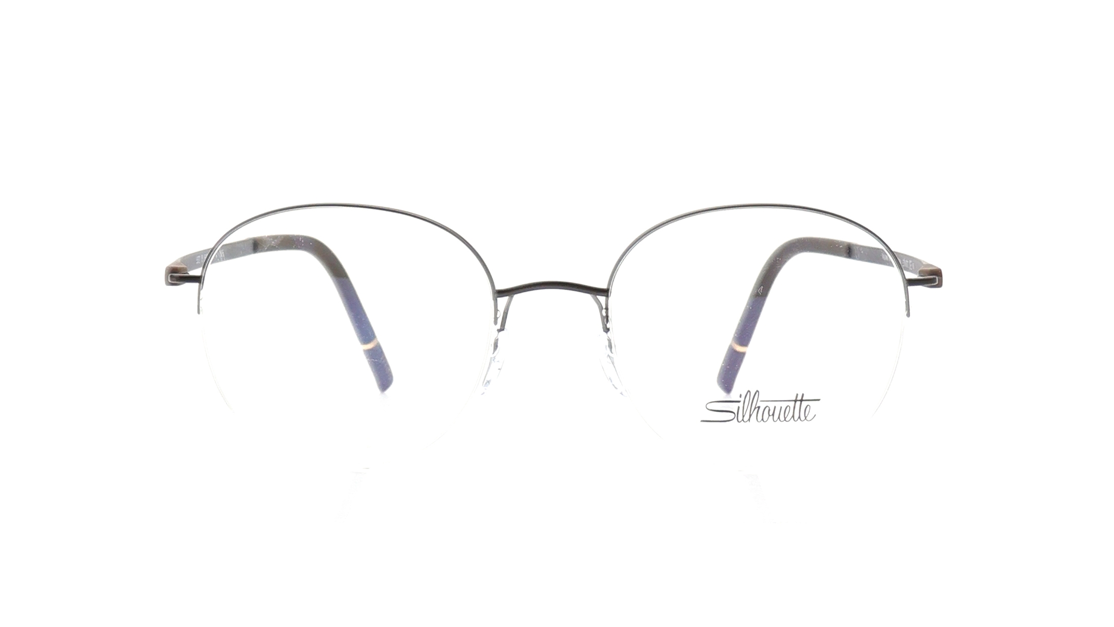 Image 1 of Grey Round Eyeglasses for Men and Women from Silhouette Available at Titan Eye+