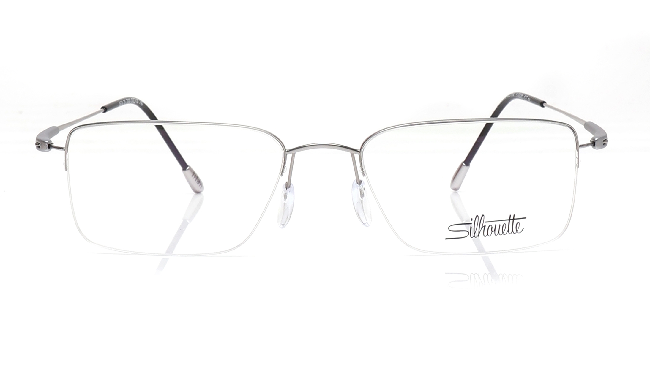 Image 1 of Silver Rectangle Eyeglasses for Men from Silhouette Available at Titan Eye+