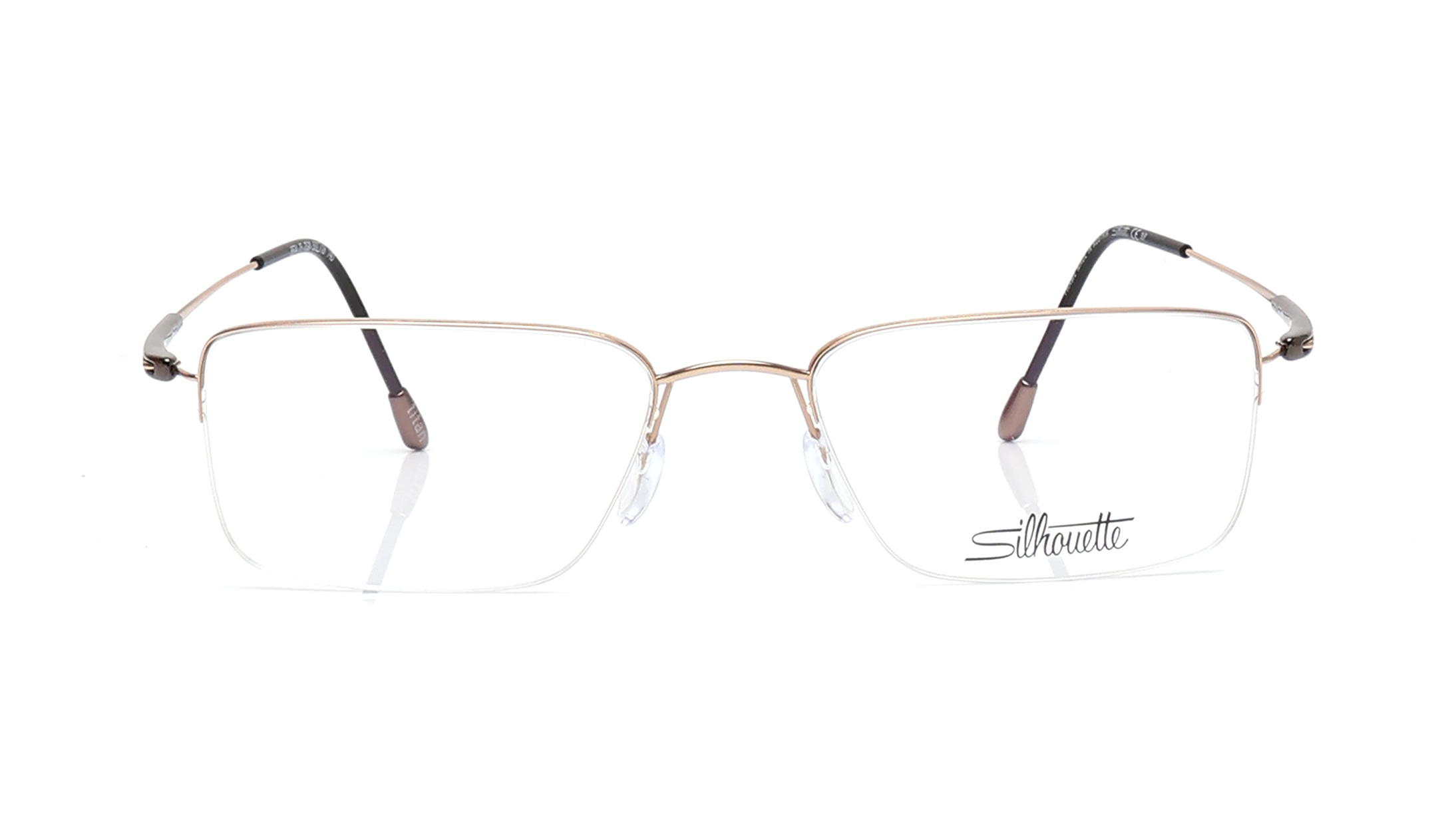 Image 1 of Gold Rectangle Eyeglasses for Men from Silhouette Available at Titan Eye+