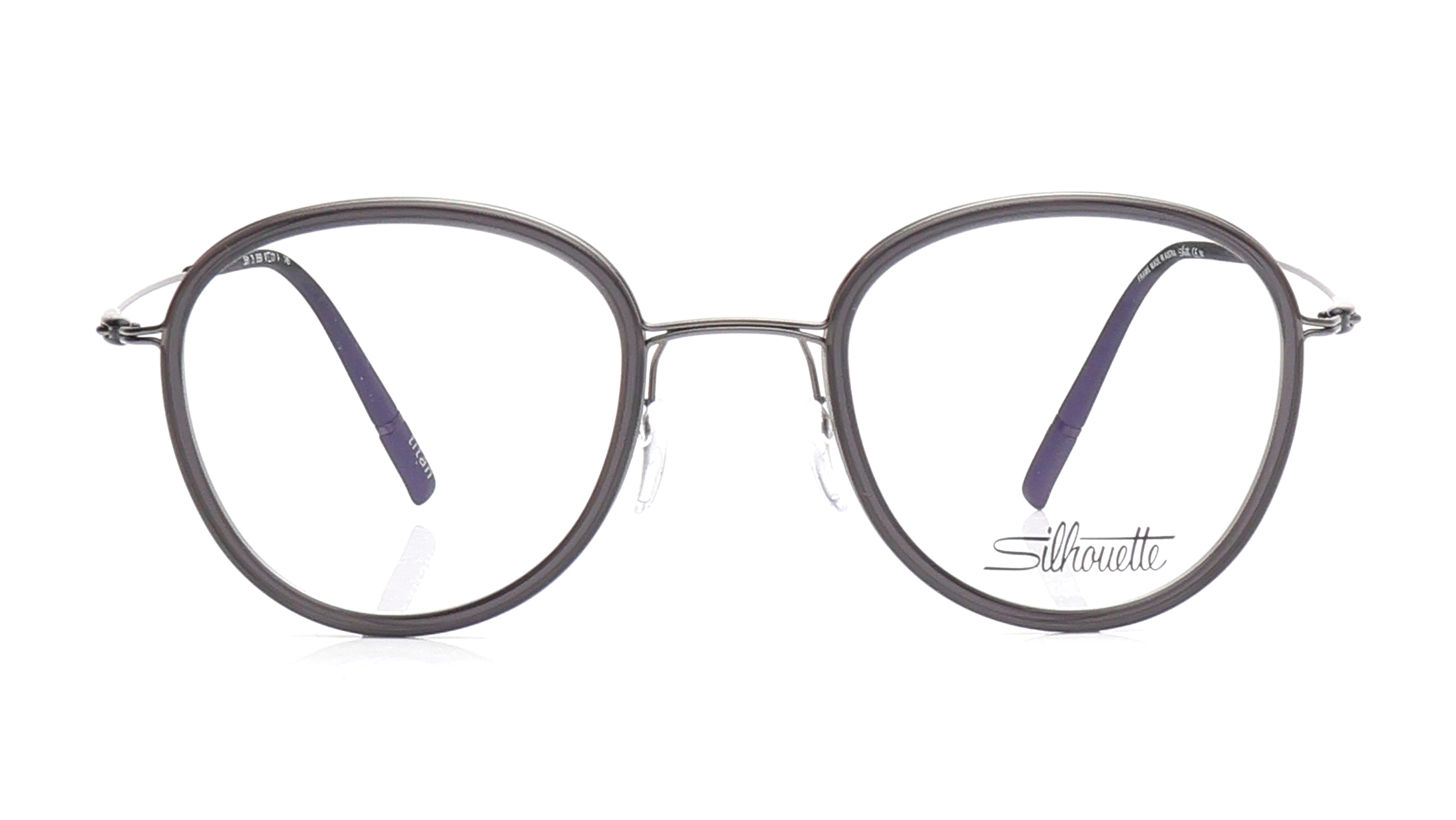 Image 1 of Grey Round Eyeglasses for Men and Women from Silhouette Available at Titan Eye+