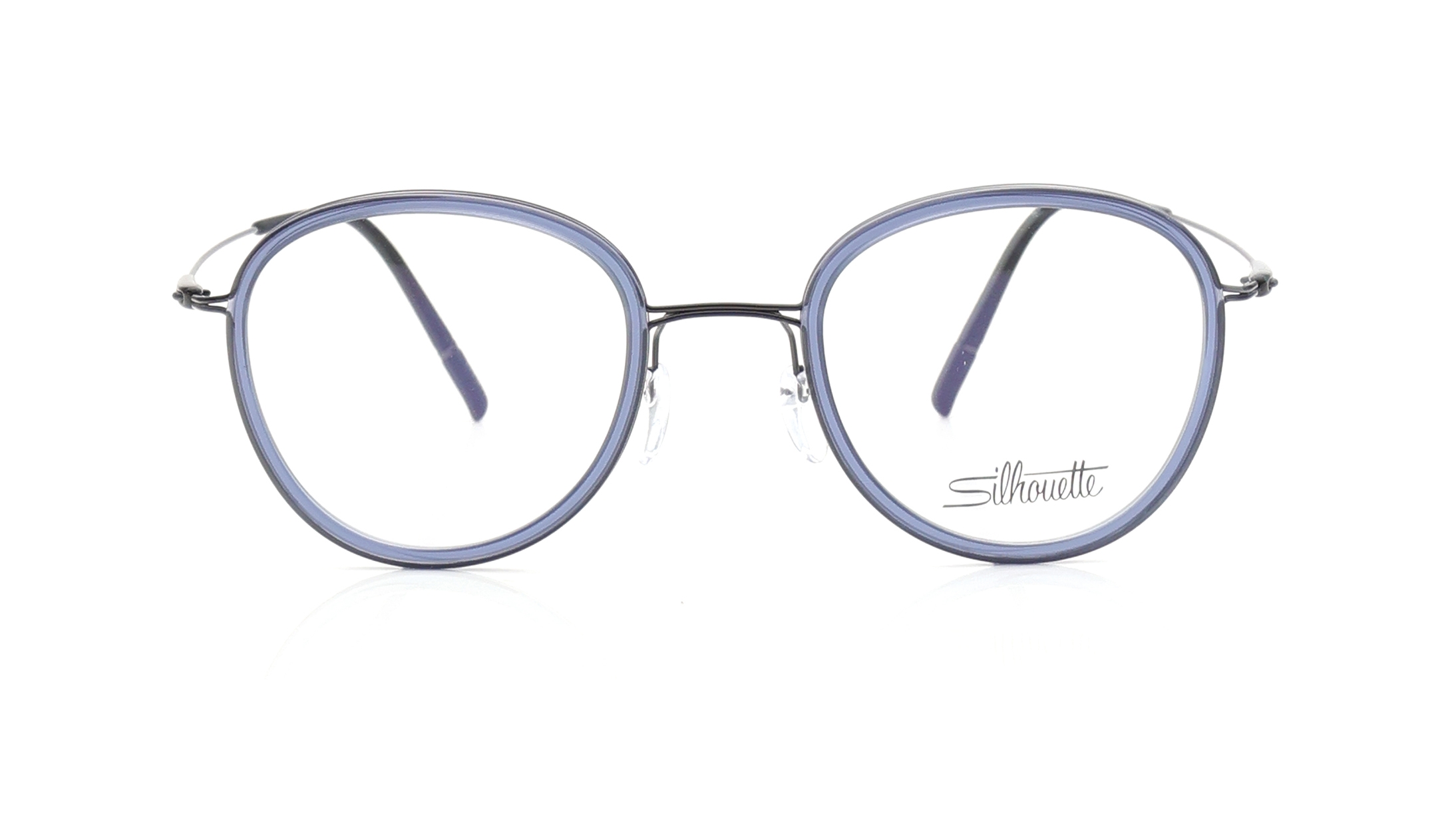 Image 1 of Blue Round Eyeglasses for Men and Women from Silhouette Available at Titan Eye+
