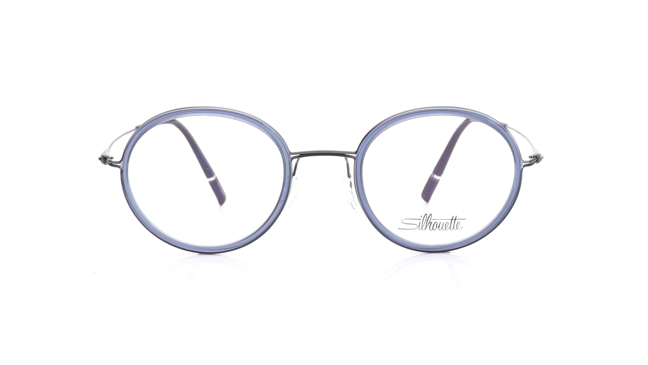 Image 1 of Blue Round Eyeglasses for Men and Women from Silhouette Available at Titan Eye+