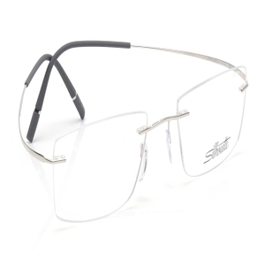 Image 2 of Silver Rectangle Eyeglasses for Men and Women from Silhouette Available at Titan Eye+