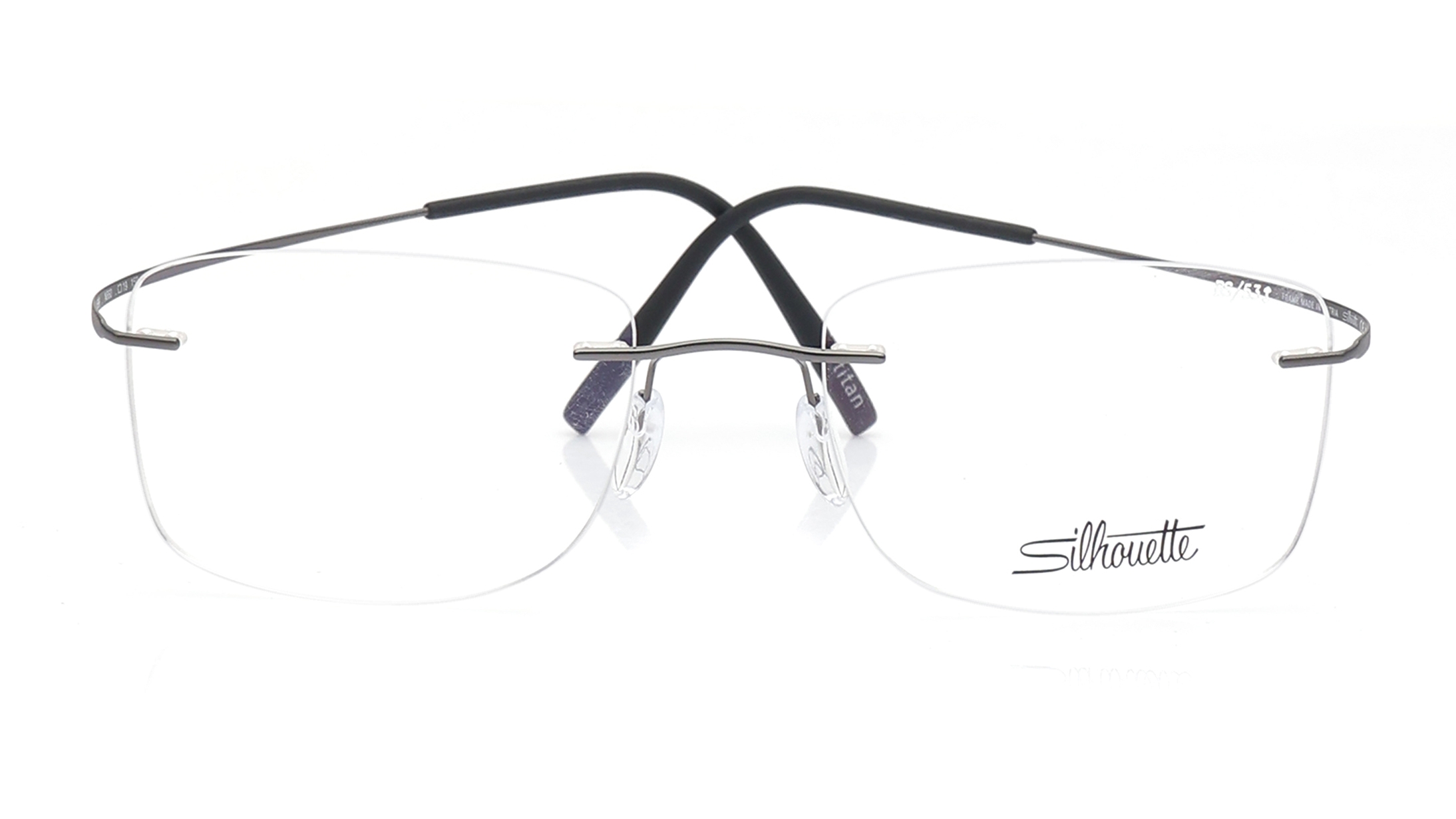 Image 1 of Grey Rectangle Eyeglasses for Men from Silhouette Available at Titan Eye+