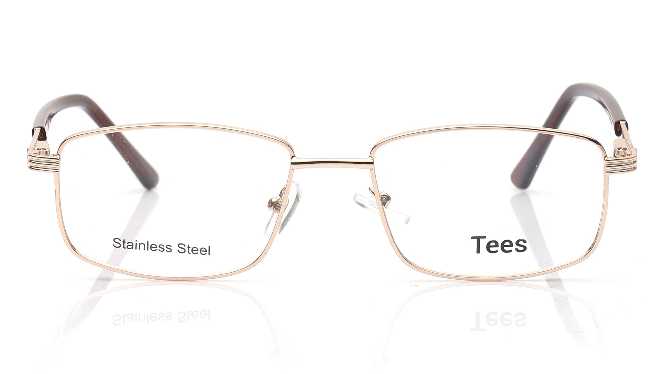 Image 1 of Gold Rectangle Eyeglasses for Men and Women from Tees By Fastrack Available at Titan Eye+