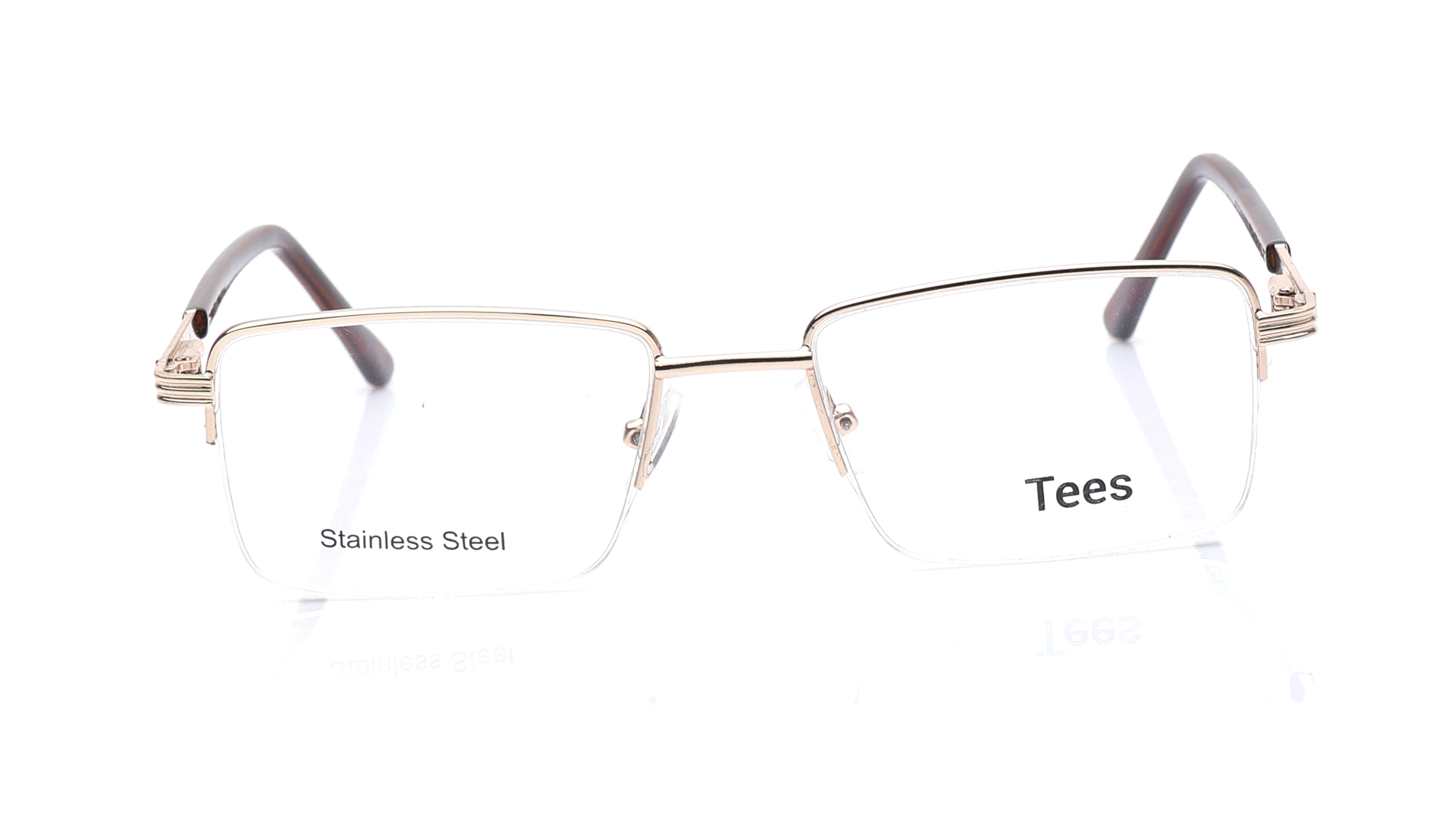 Image 1 of Gold Rectangle Eyeglasses for Men and Women from Tees By Fastrack Available at Titan Eye+